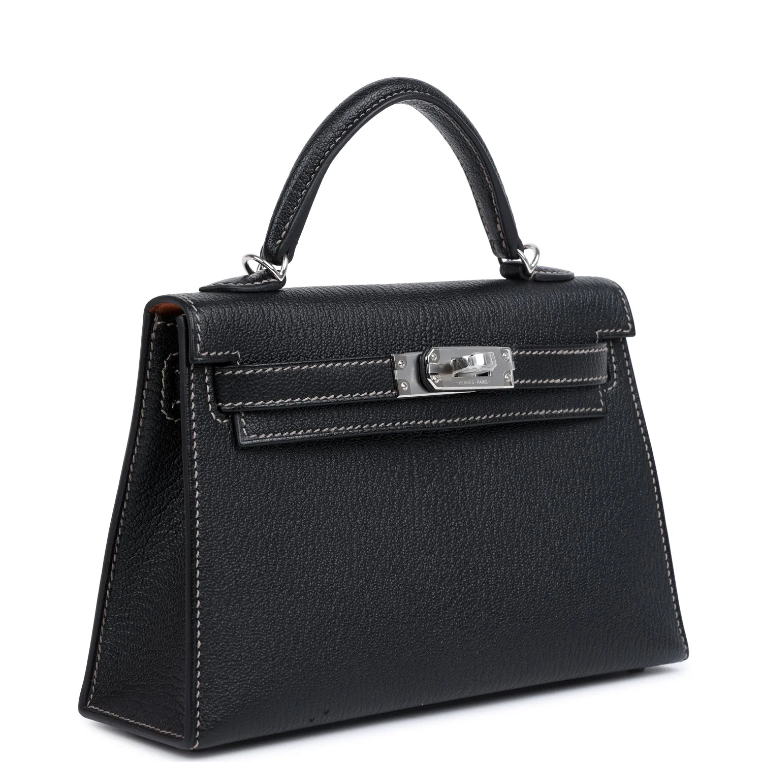 Hermes Special Order (HSS) Kelly Sellier  Black Verso Chevre Palladium Hardware