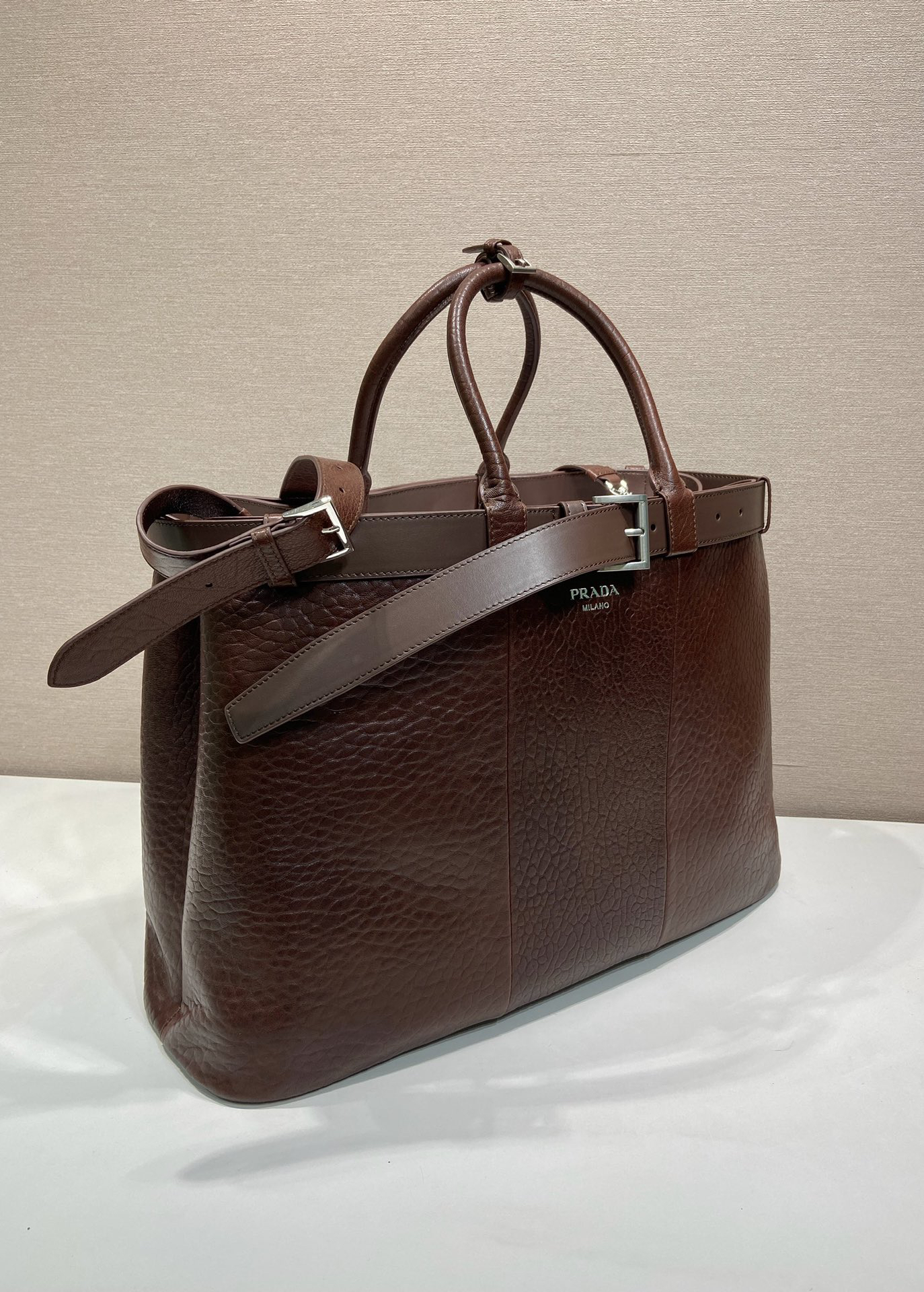 [TOP] PRADA Men's Handbag Lambskin 48x34x18cm - Brown - 711 Luxury