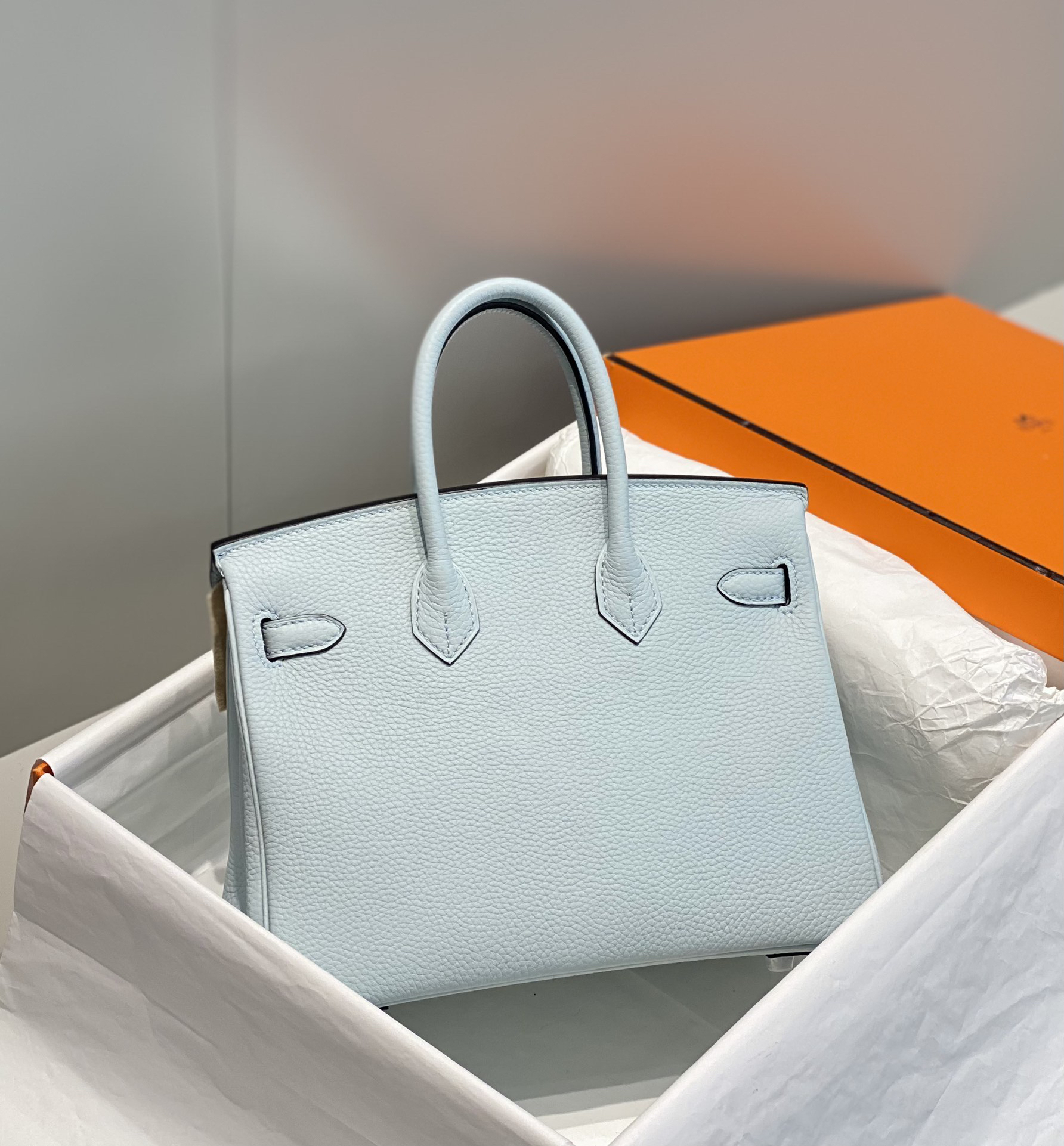 [TOP] HERMES Birkin Togo Leather 25cm - Bleu Pale & SHW