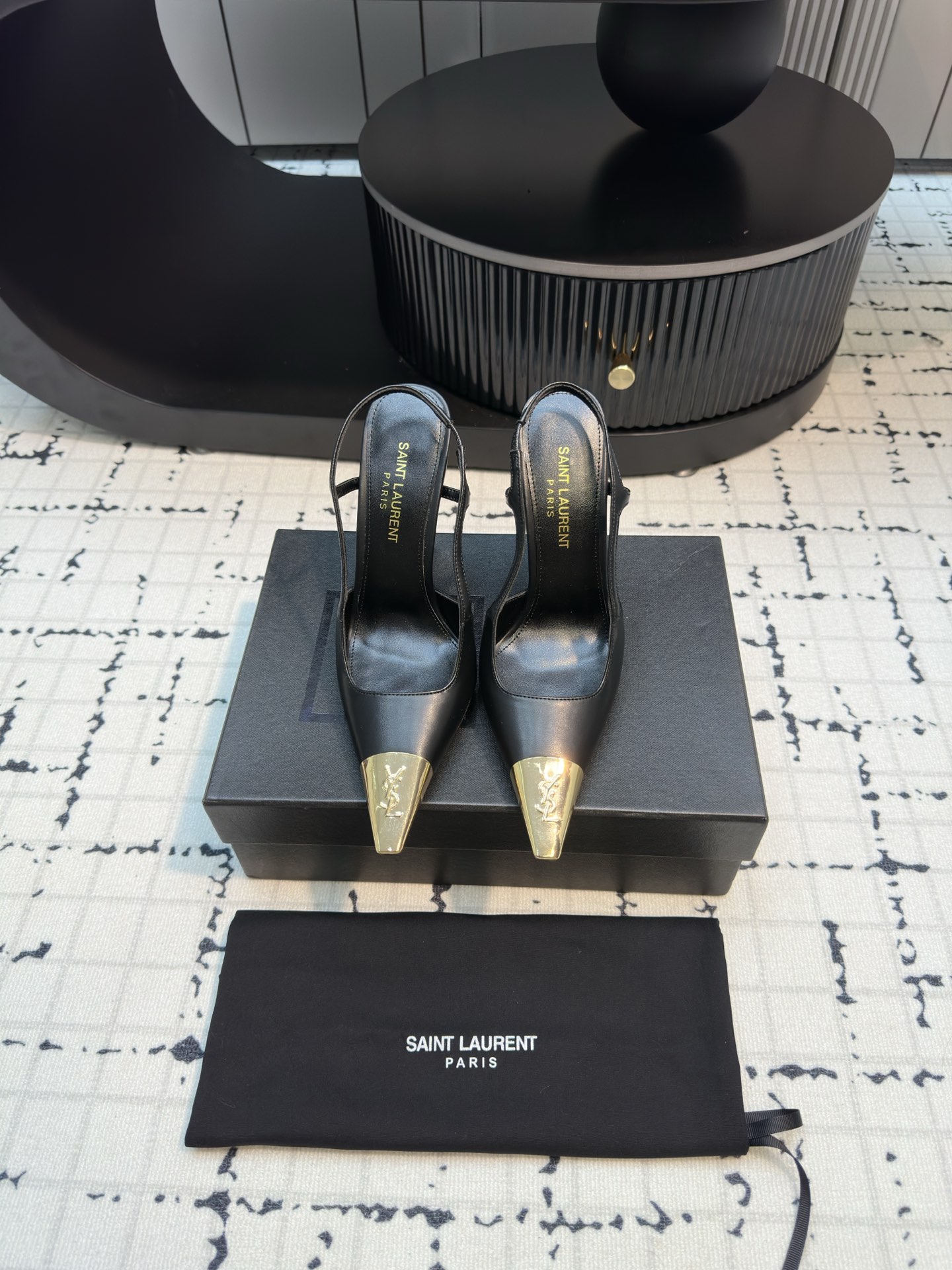 [TOP] Yves Saint Laurent YSL High Heels - Black - 711 Luxury