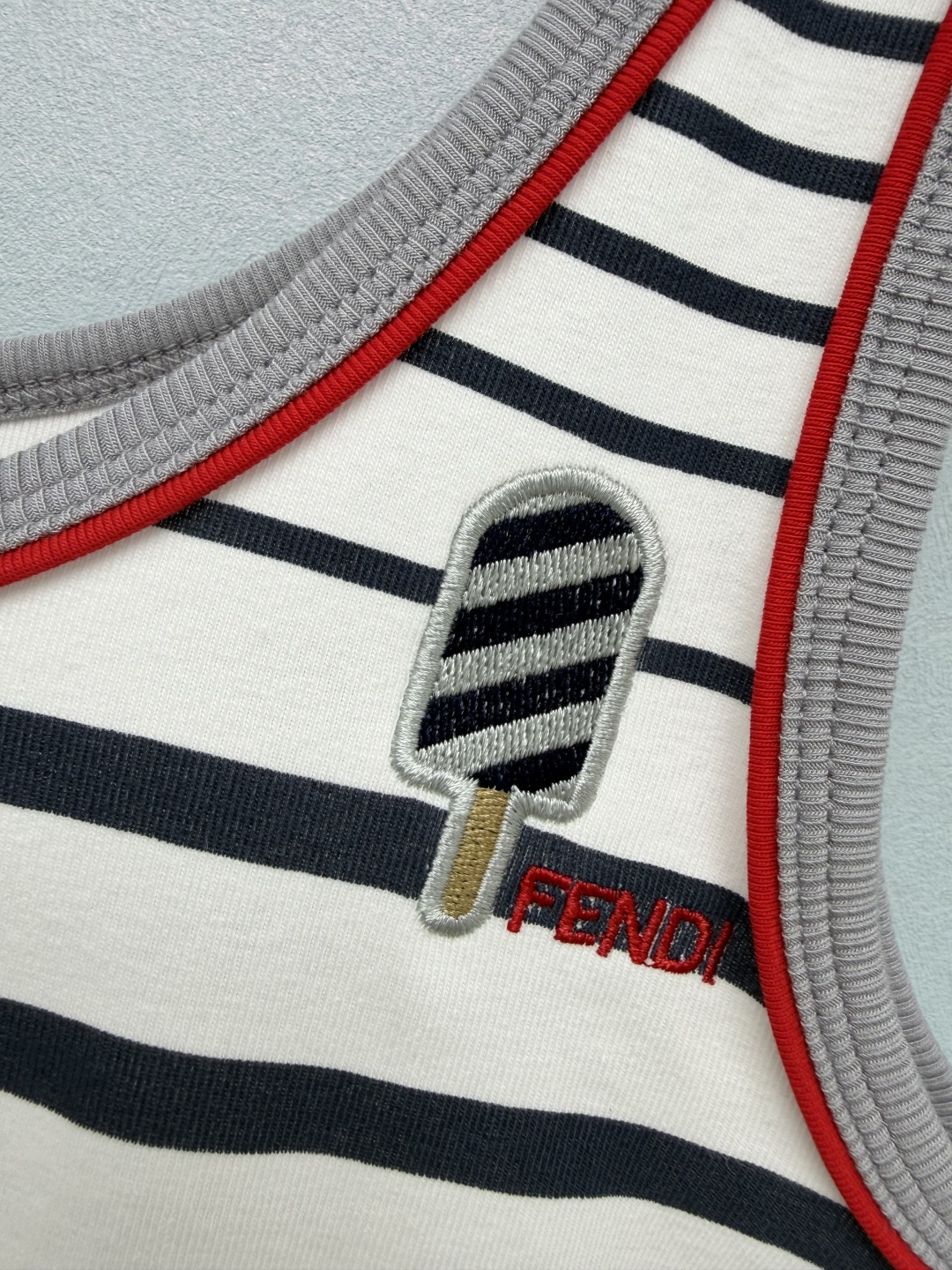 [TOP] FENDI  Striped Vest - White - 711 Luxury