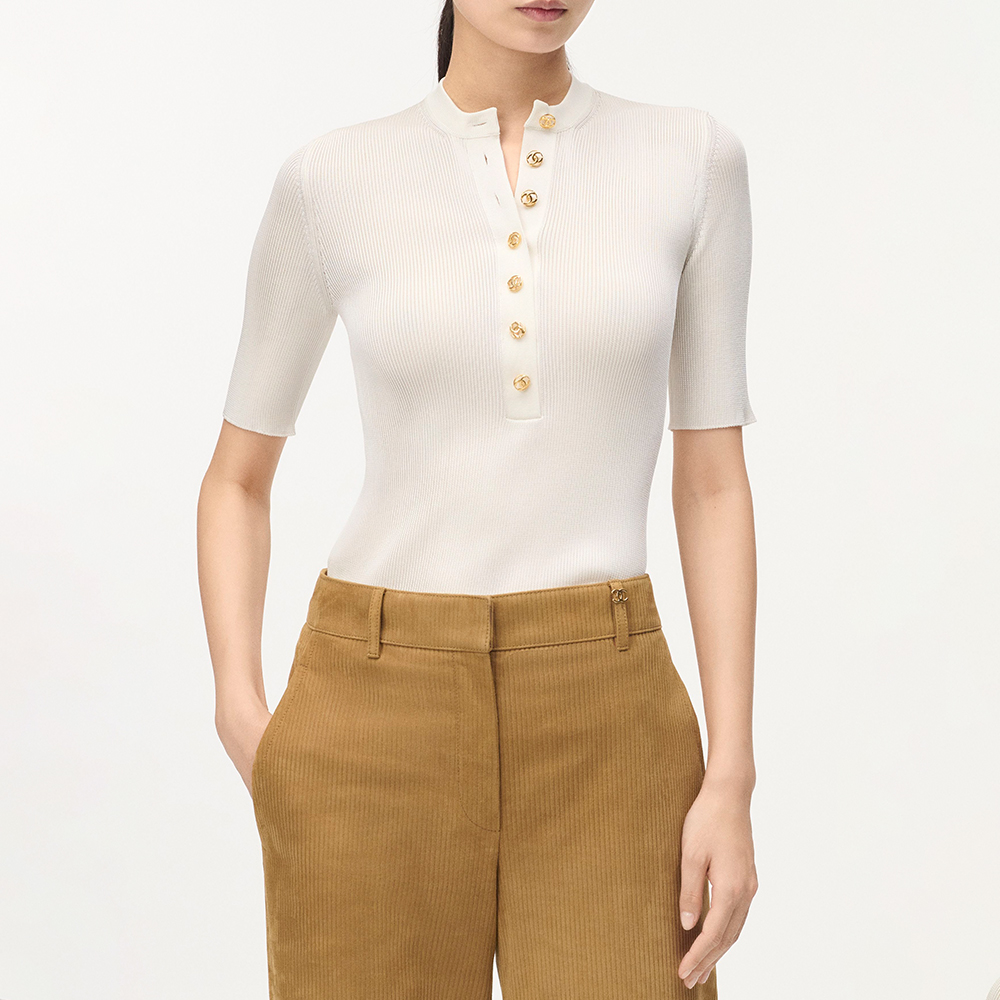 Chanel Clothing CHANEL Top-quality Version Short-sleeved Top Mixed Fibres Ecru #390574 | Nigo Office