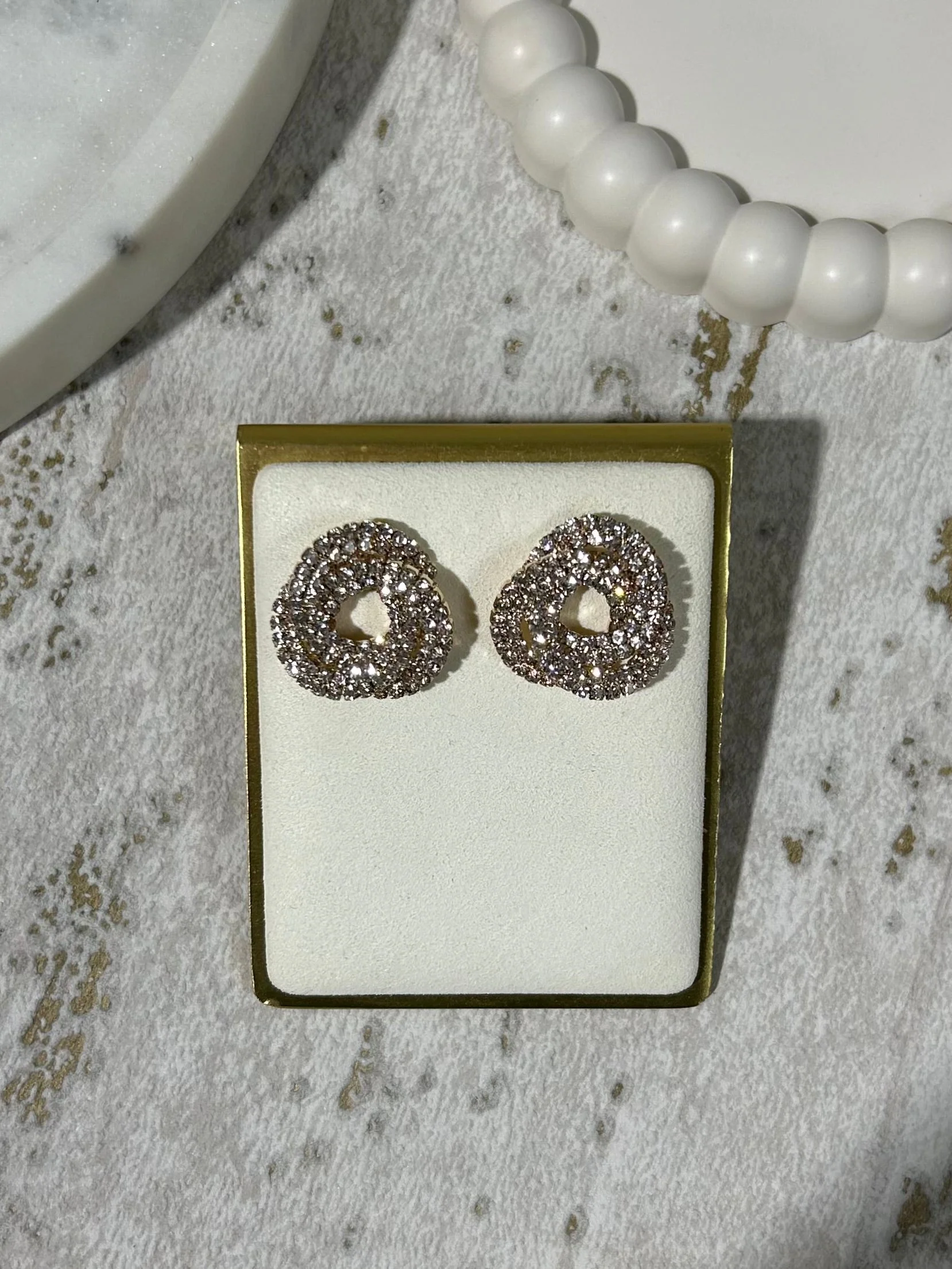 Interlock Circle Diamante Stud Earrings (2 Colours)