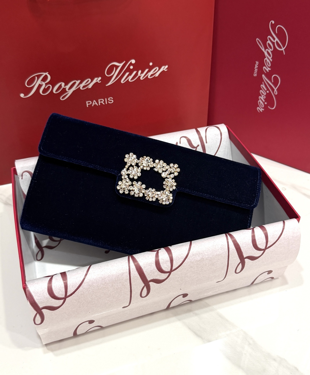 [TOP] ROGER VIVIER Diamond Bag 24-3-13 CM - Dark Blue - 711 Luxury