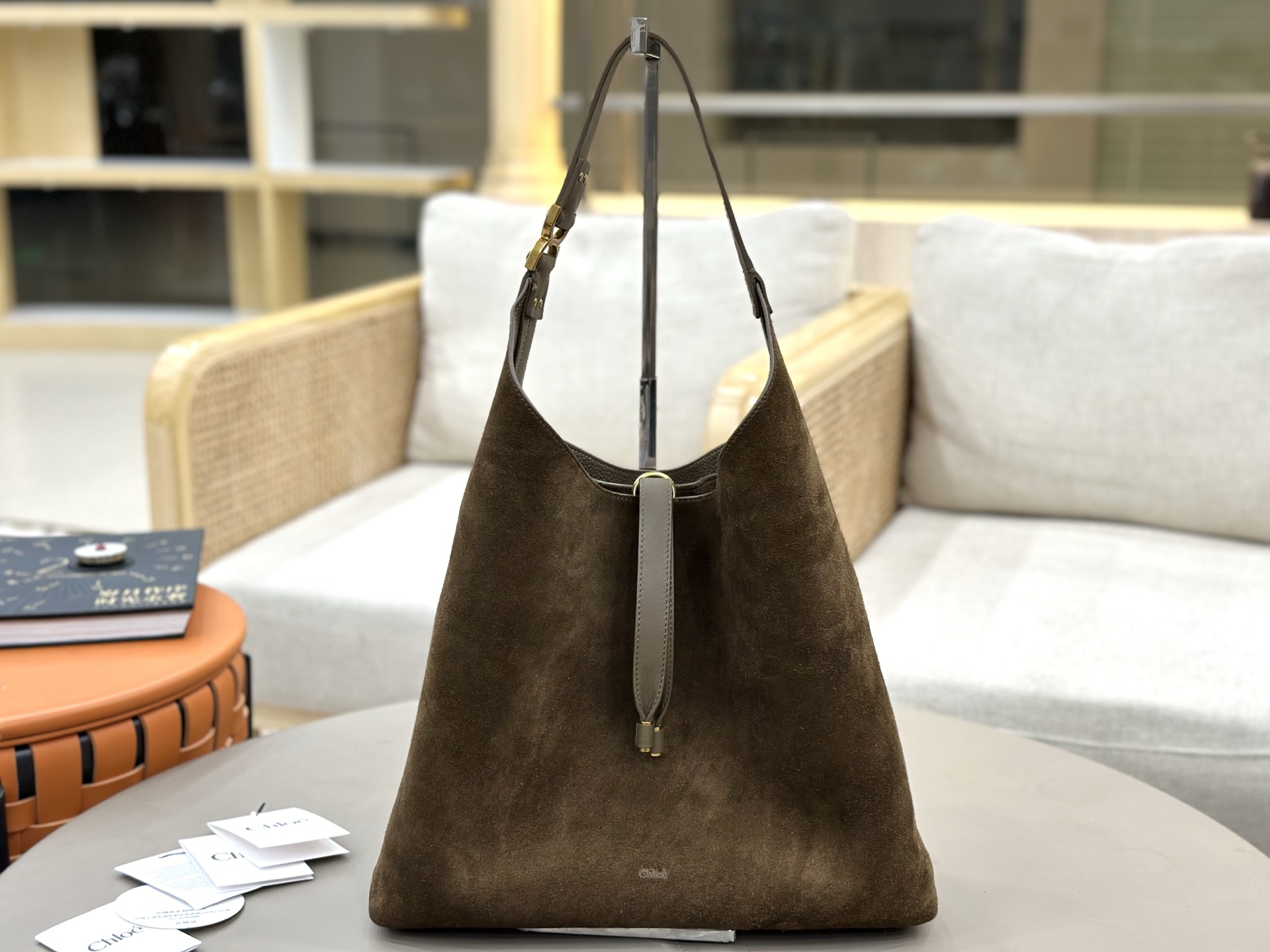 [TOP] Chloe Hobo Bag Suede Leather 36*29*10cm - Green - 711 Luxury