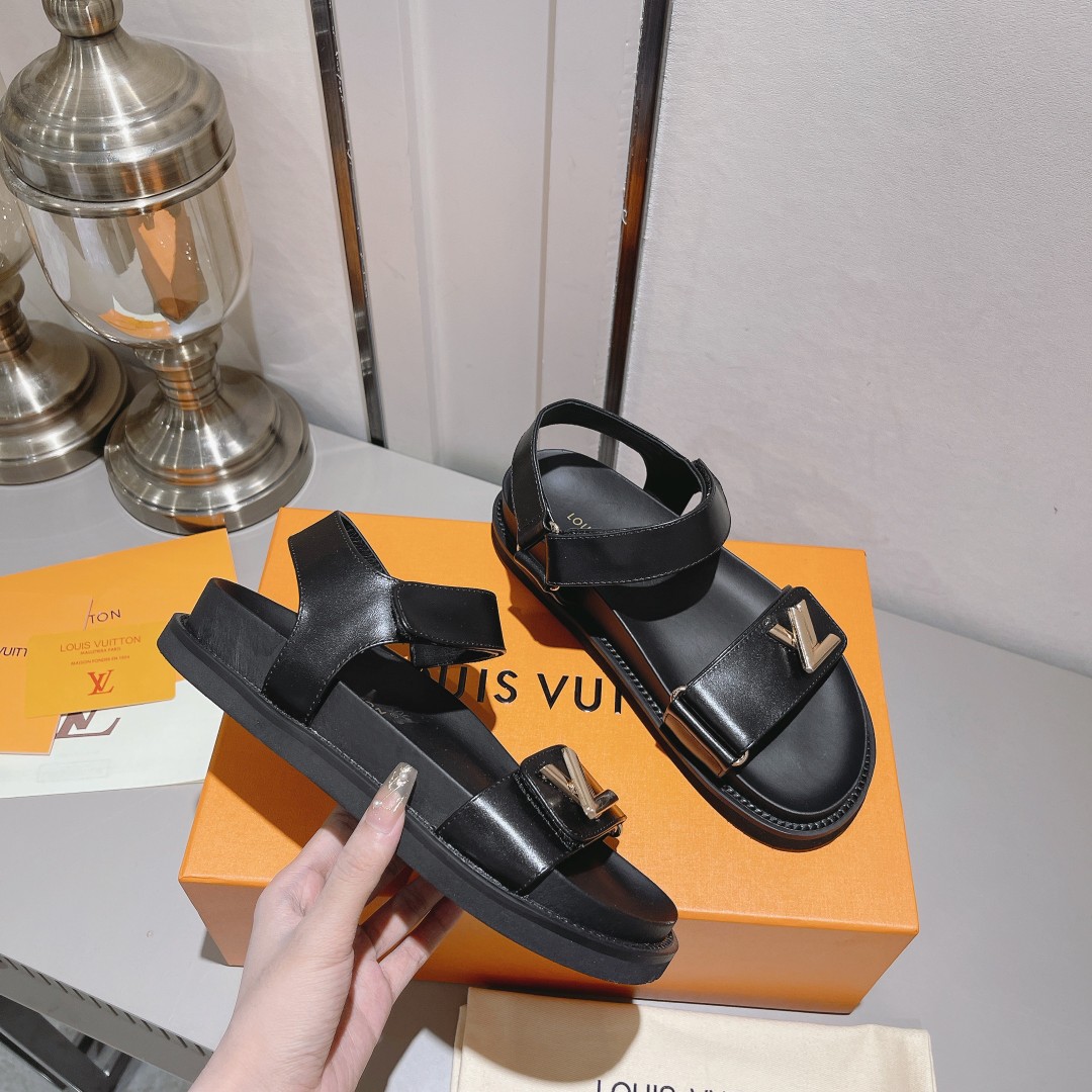 [TOP] Louis Vuitton LV Sandals - Black - 711 Luxury