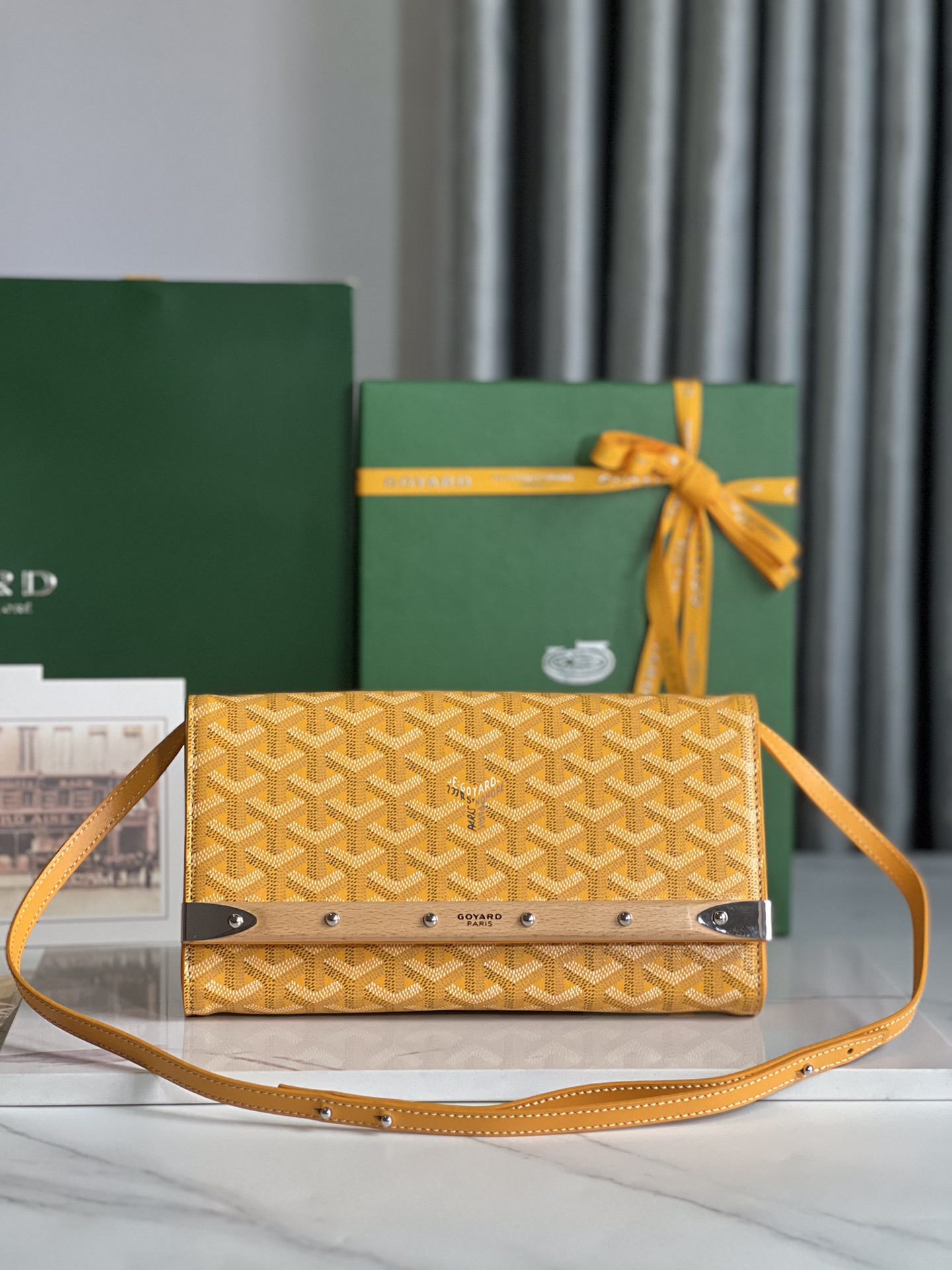 [TOP] Goyard Monte-Carlo Handbag 25×14.5×4cm - Yellow & SHW - 711 Luxury