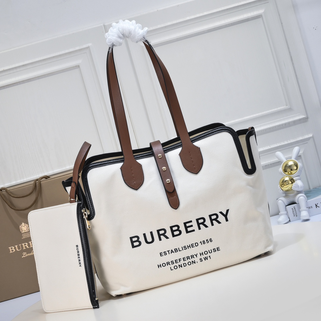 [TOP] BURBERRY The Belt Tote Bag Canvas  35 x 15 x 31cm - White and Black - 711 Luxury