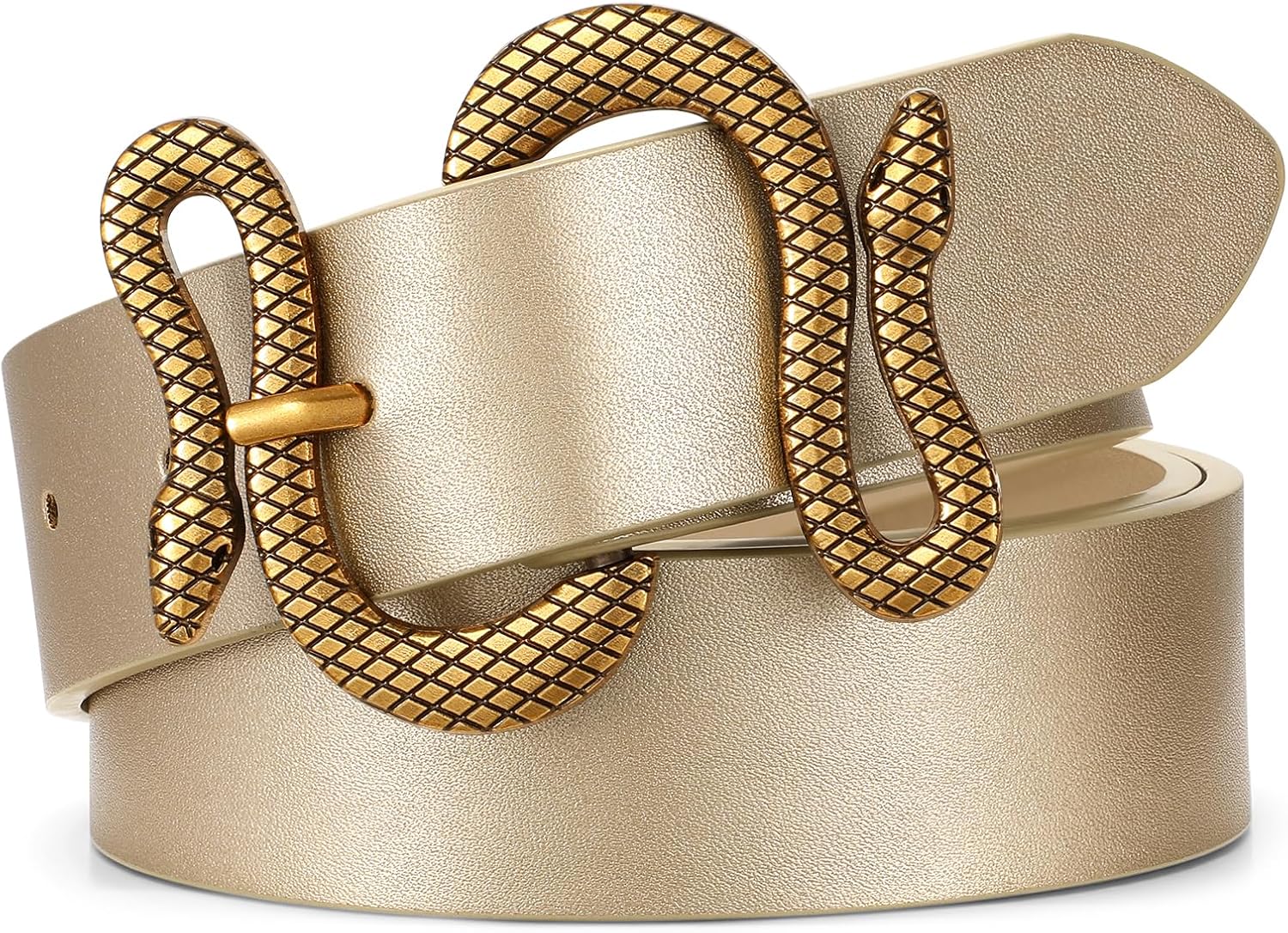 C O E CESCOSI Women Leather Belt with Snake Buckle Fashion Women Belt for Jeans Pants Dresses