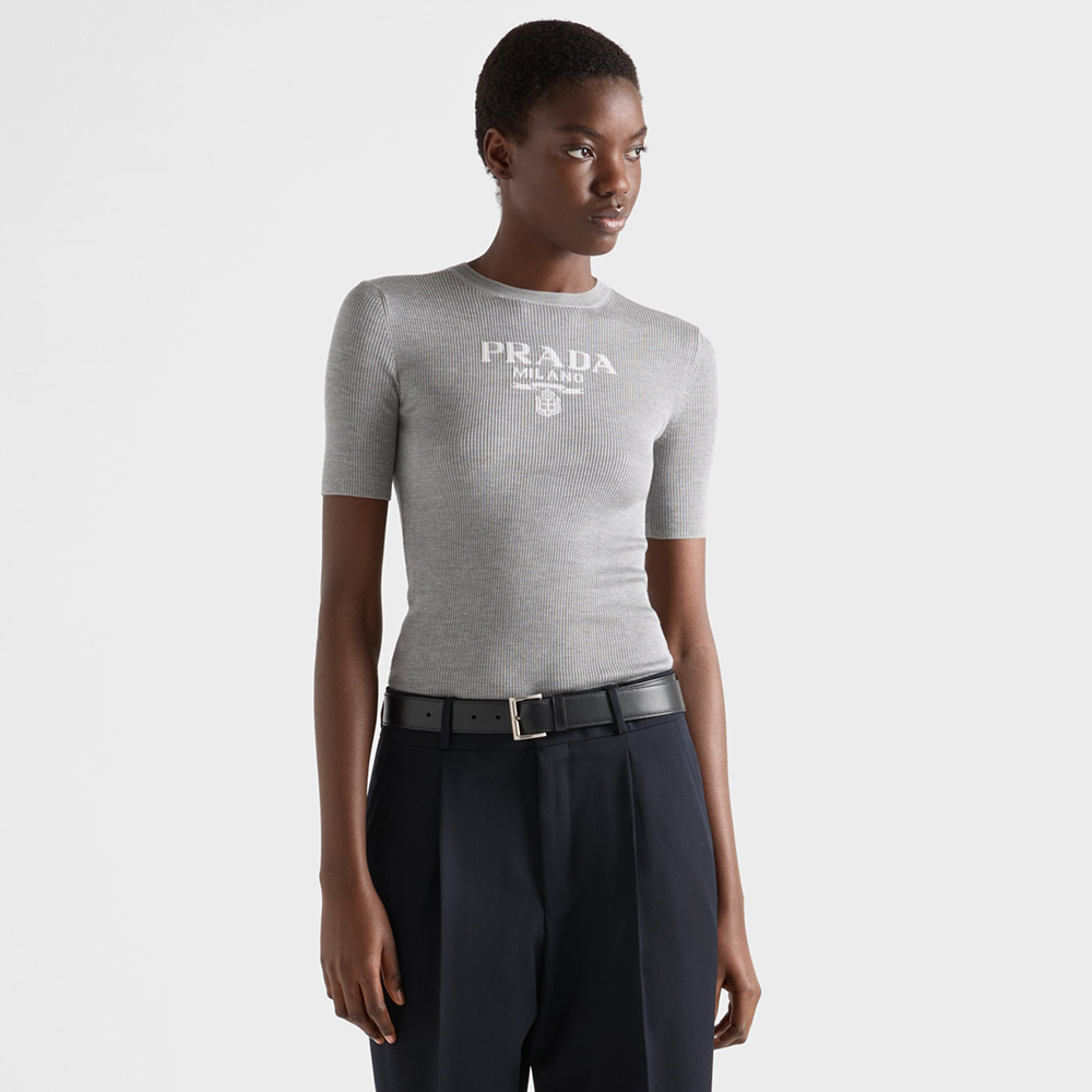 PRADA Silk Crew-neck Sweater With Logo #381258