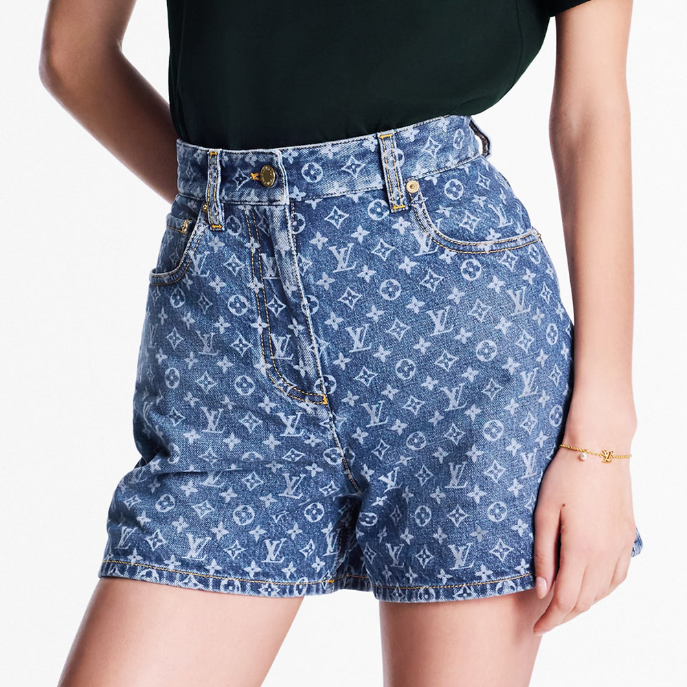 LOUIS VUITTON Monogram Denim Shorts #383034
