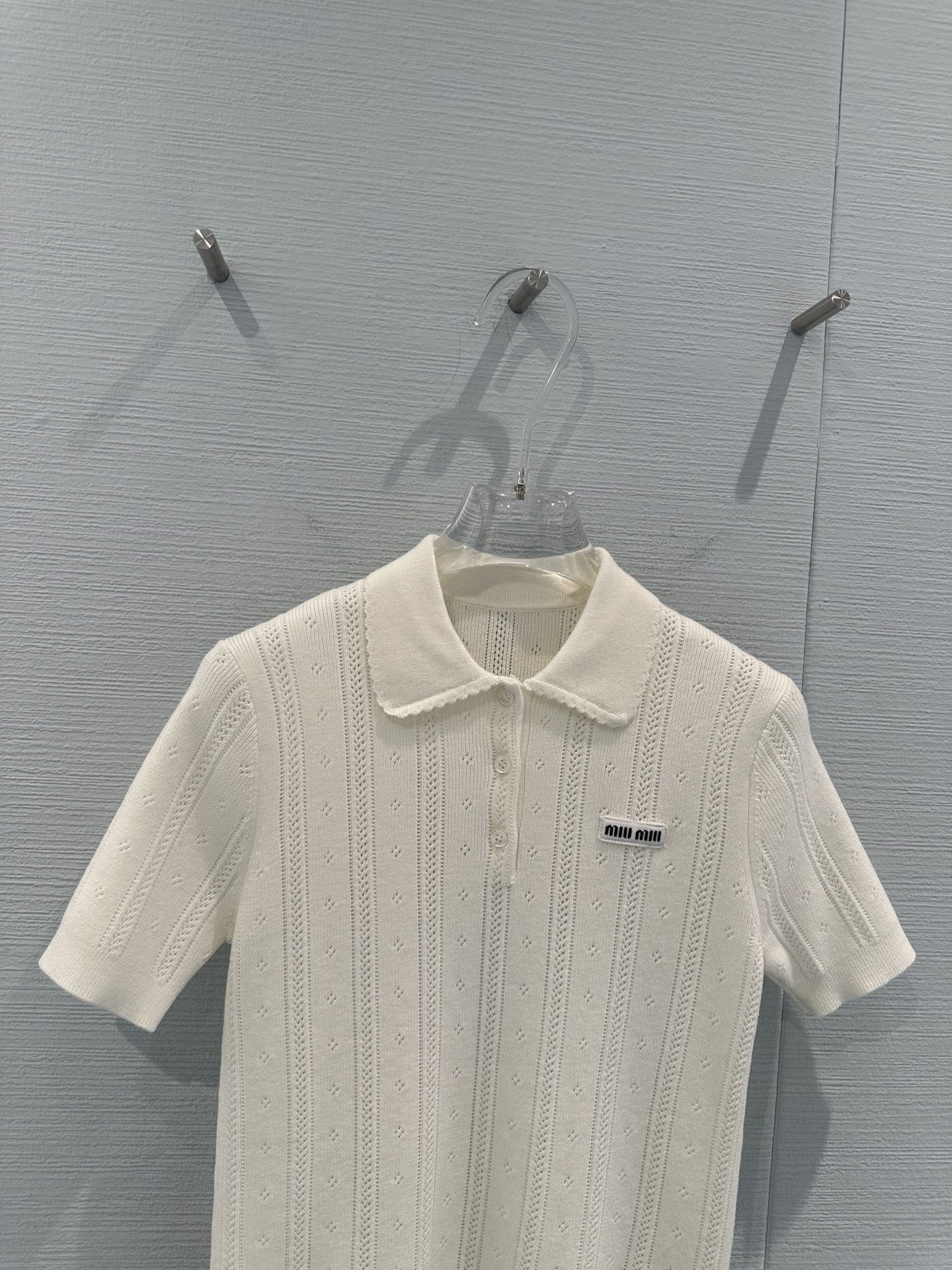 [TOP] Miu Miu Knitted Short Sleeves - Beige