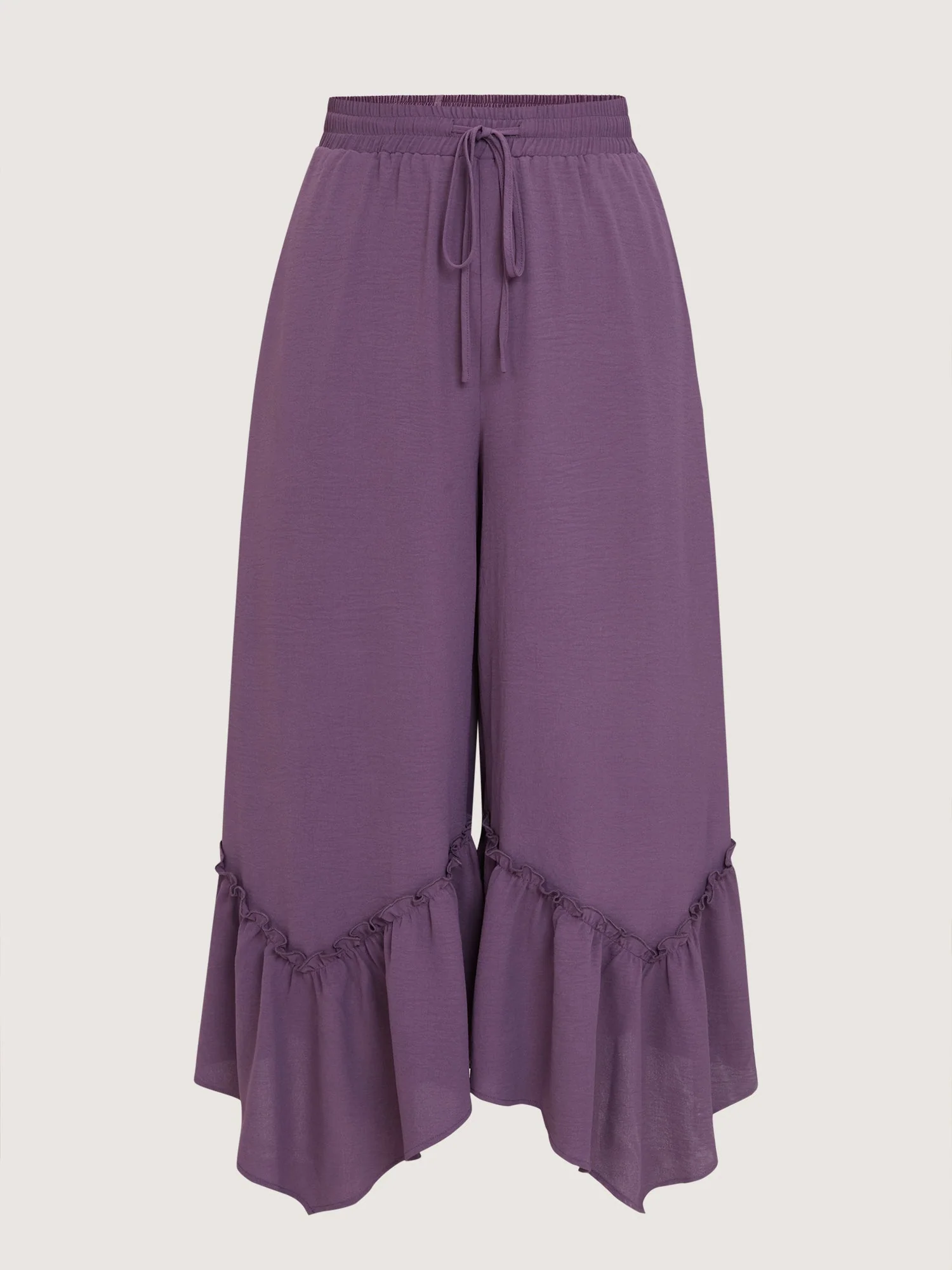 Drawstring Waist Ruffled Hem Pants
