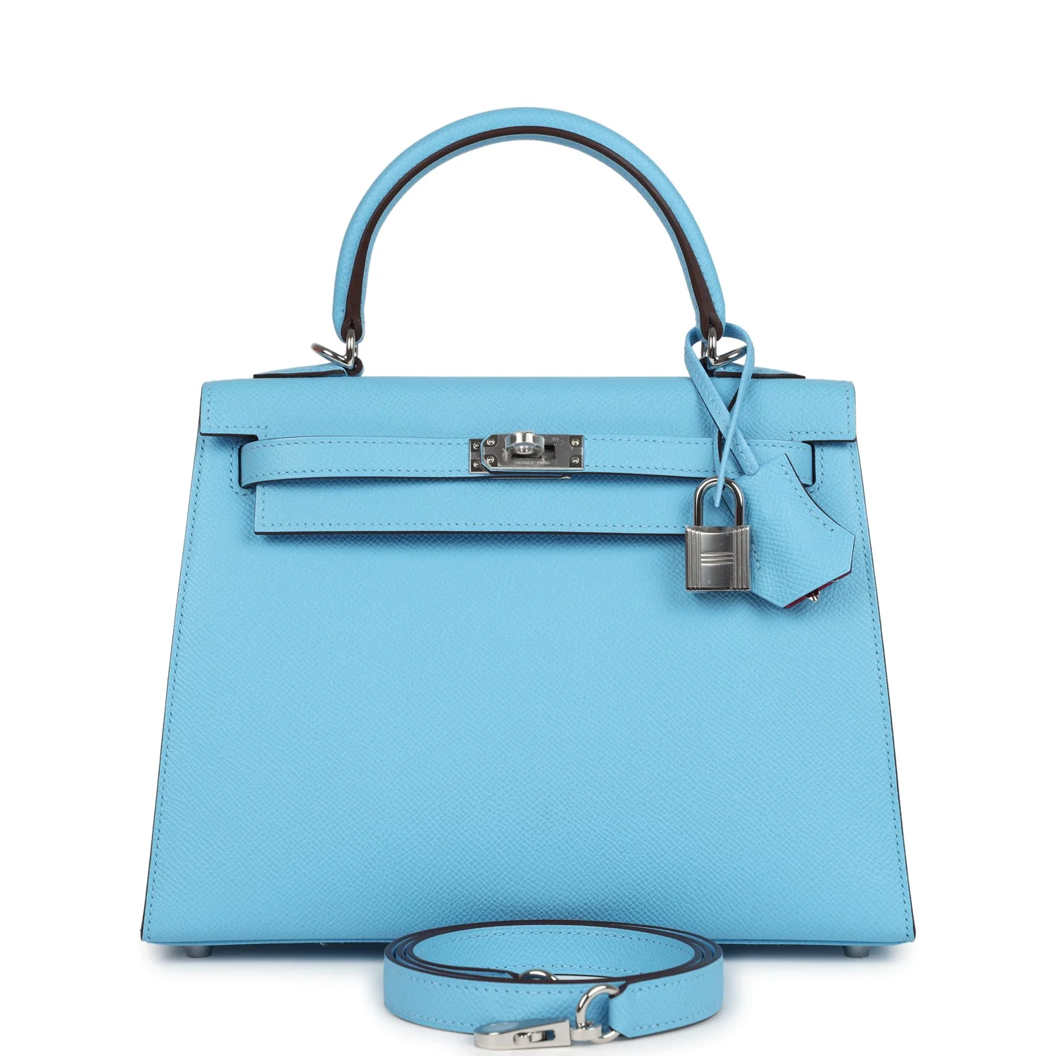 Hermes Special Order (HSS) Kelly Sellier  Bleu Celeste Verso Epsom Palladium Hardware