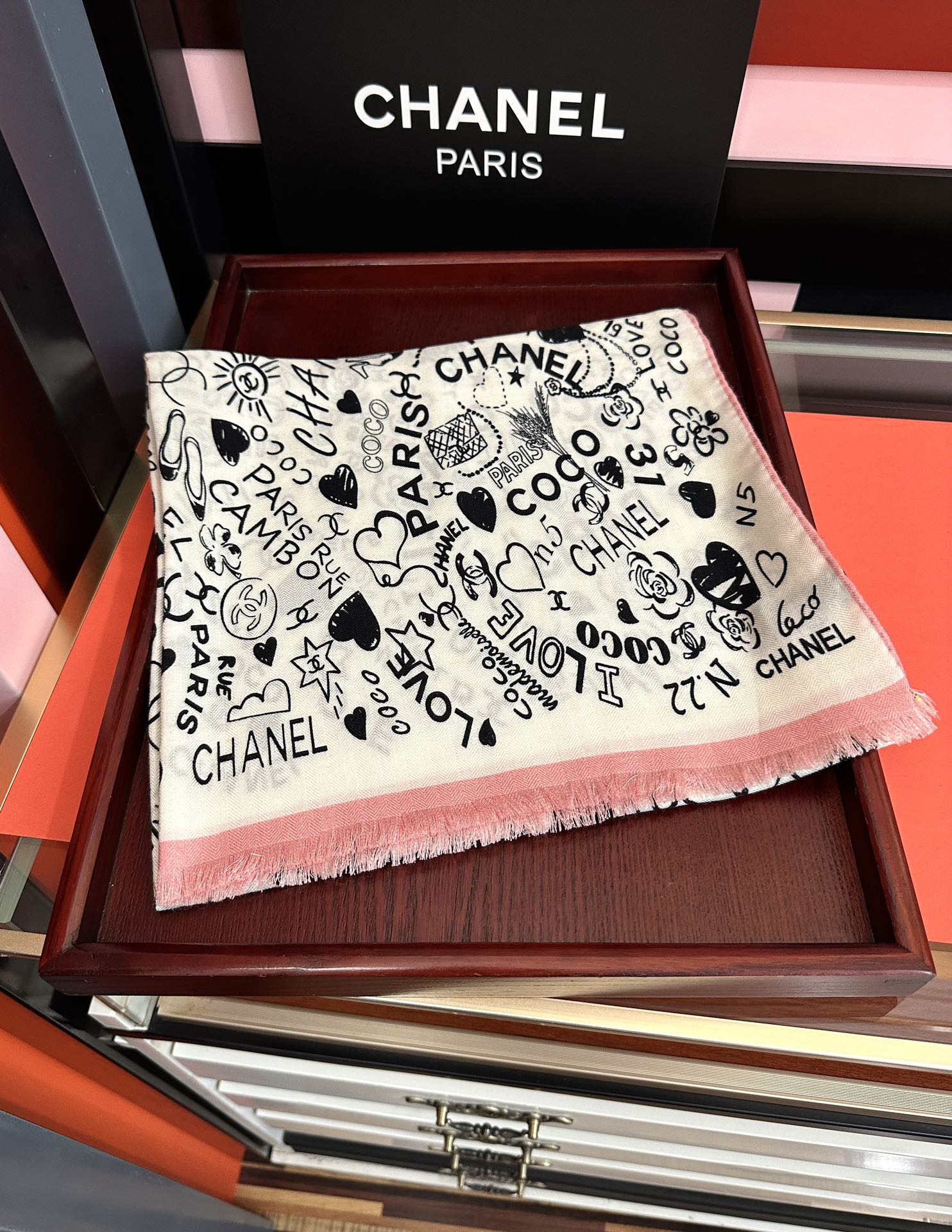 [TOP] CHANEL Scarf 65x185 cm - Pink