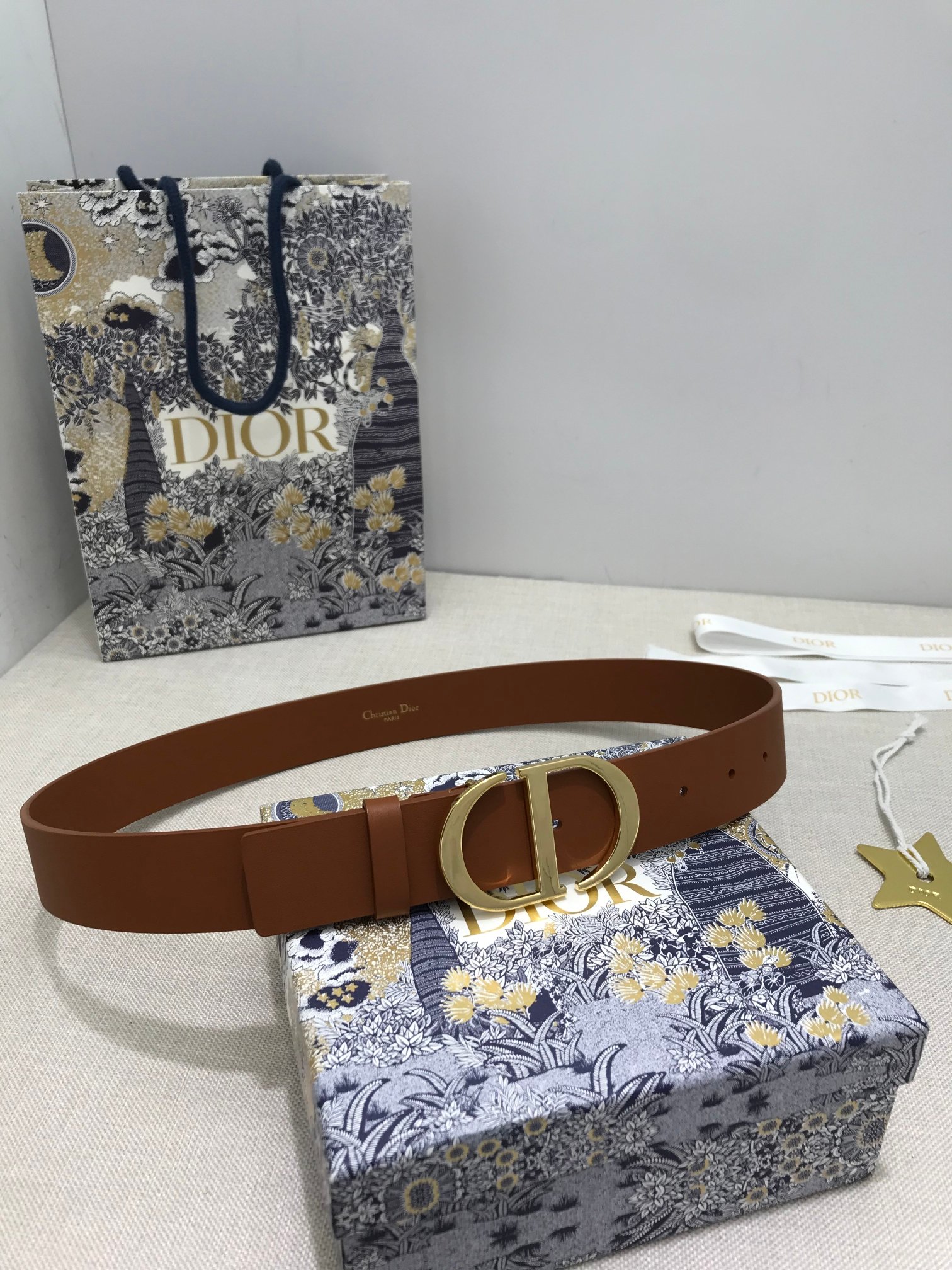 [TOP] Christian Dior Belt Cowhide 35mm - Brown - 711 Luxury