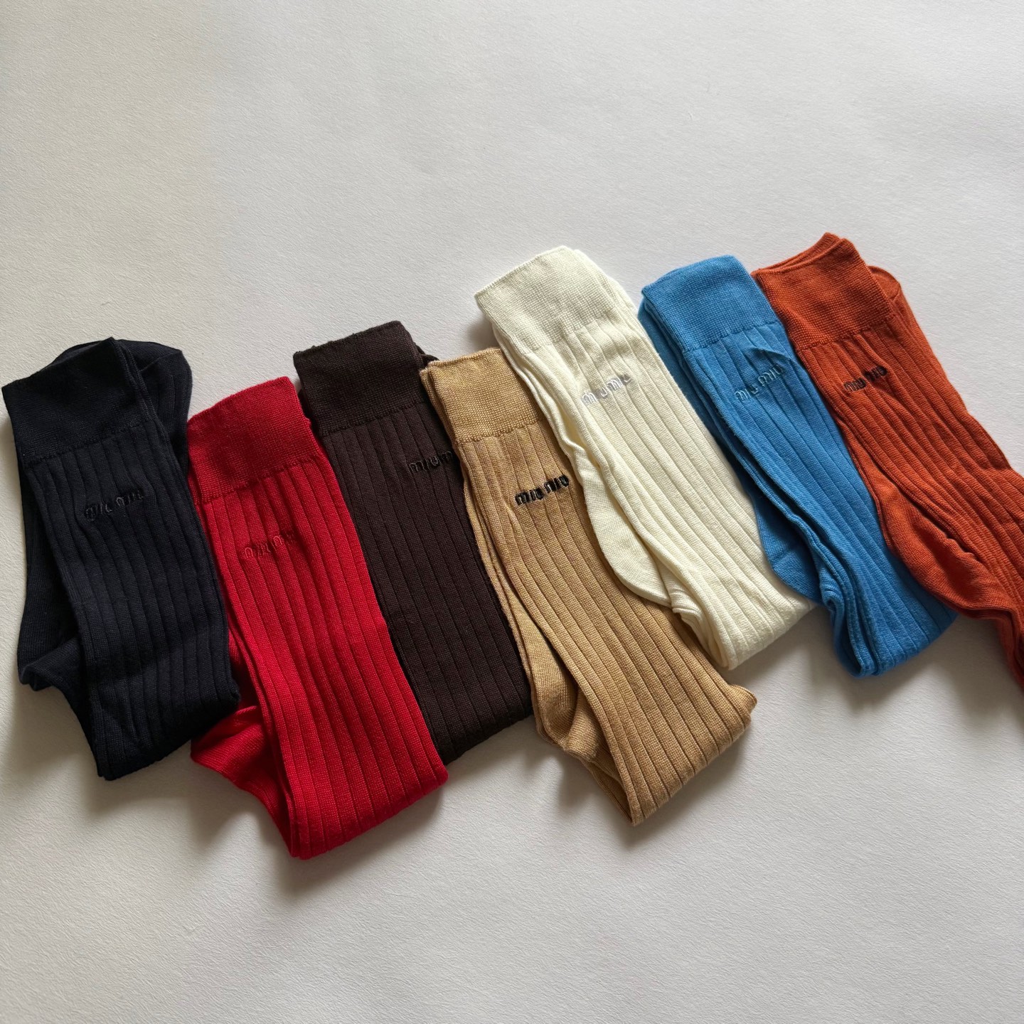 Designer Accessory MiuMiu Embroidered Mid-calf Socks #393349 | Nigo Office
