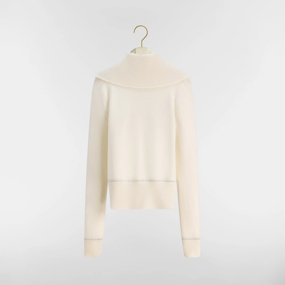 Dior Clothing DIOR DiorAlps Fitted Sweater Ecru Dior Snowflake Wool-Cashmere-Blend Knit #378424 View 2 | Nigo Office