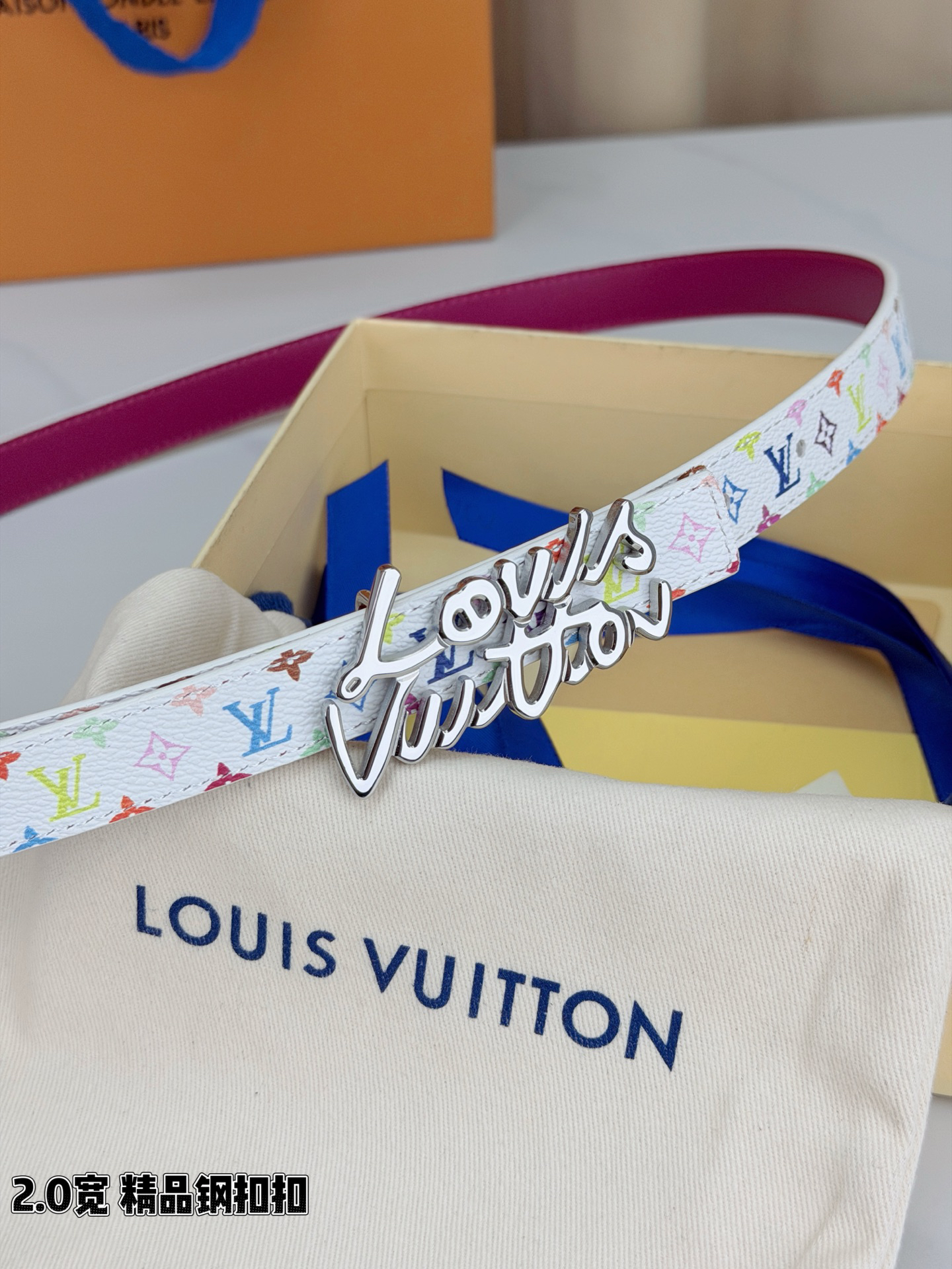 [TOP] Louis Vuitton LV Belt 2 cm - White - 711 Luxury