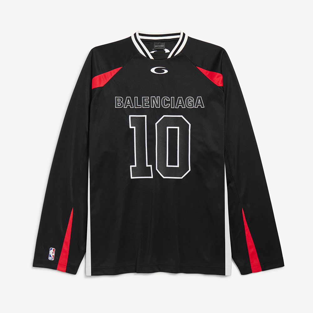 Balenciaga black Clothing Balenciaga Men's Balenciaga NBA Collaboration Oversized Long Sleeve T-shirt in Black Multicolor Vie