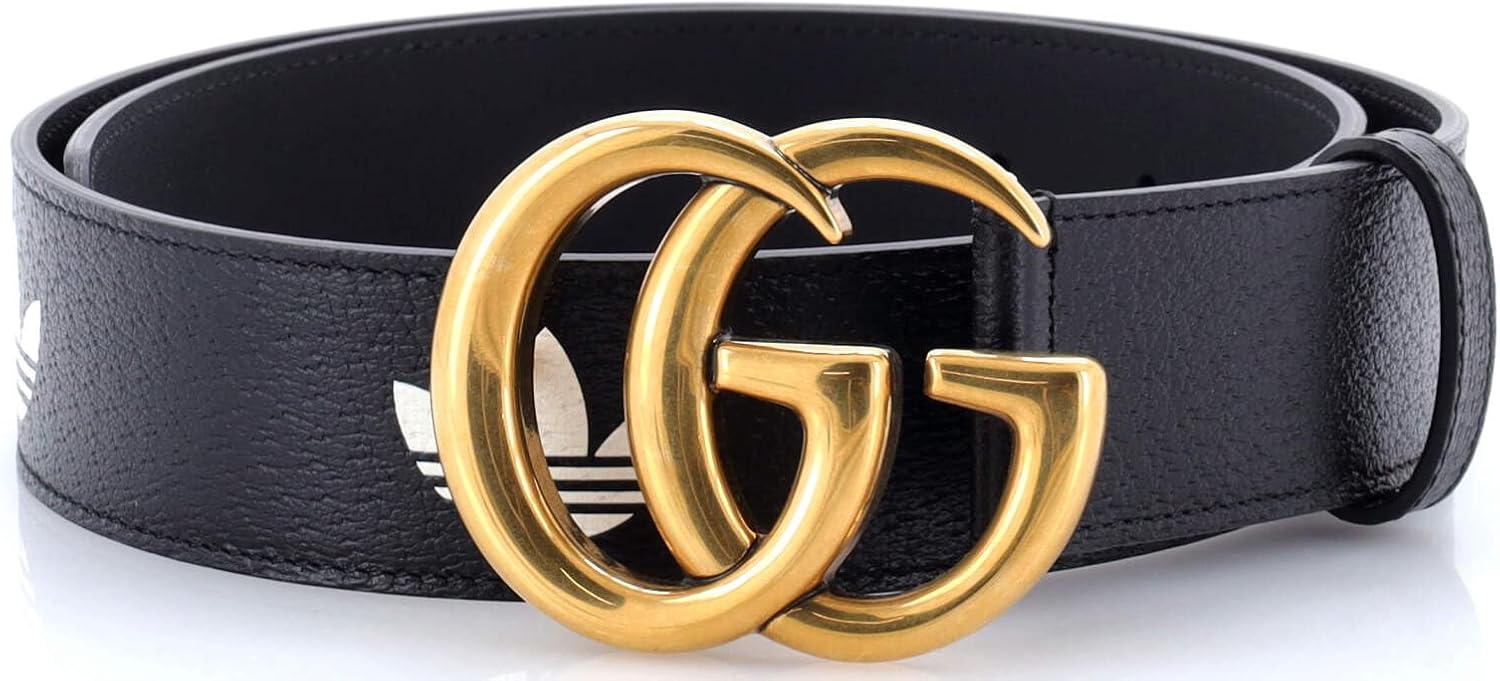 Gucci, Pre-Loved x adidas GG Marmont Belt Printed Leather, Black