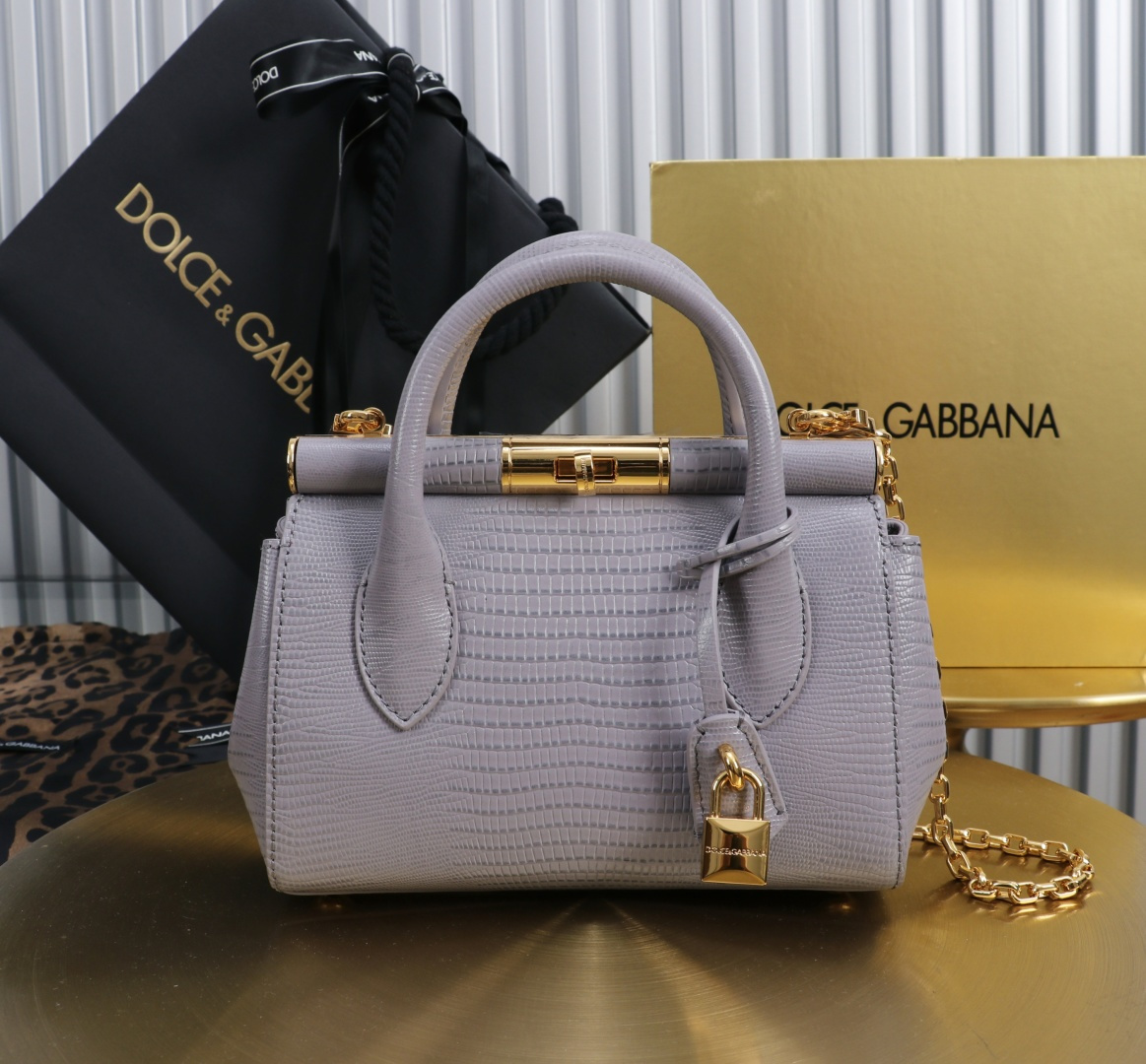 [TOP] Dolce & Gabbana D&G Marlene Bag Calfskin with Lizard Print 19x13.5x7cm - Purple - 711 Luxury