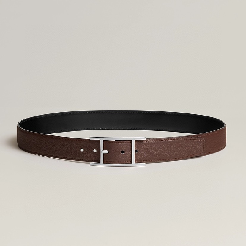 [TOP] HERMES QUENTIN REVERSIBLE Calfskin Belt - Black - 711 Luxury