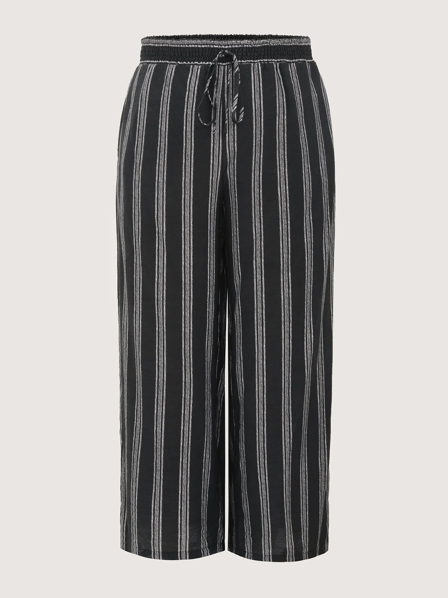 Abstract Striped Drawstring Shirred Waist Pants