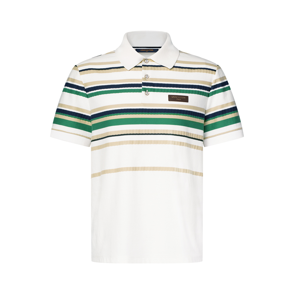 LOUIS VUITTON Striped Textured Short-Sleeved Polo Shirt #387305