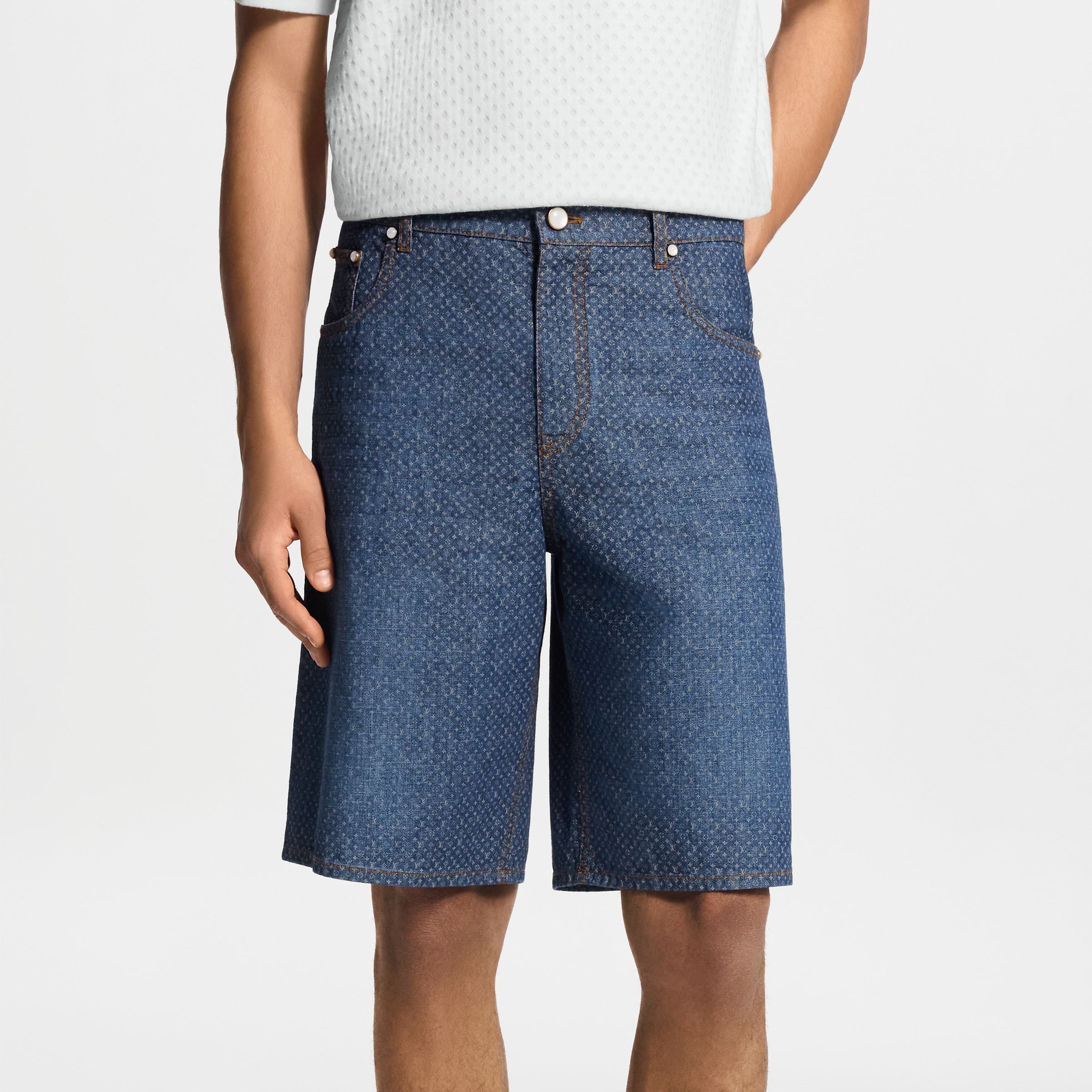 Louis Vuitton Clothing LOUIS VUITTON Reflective Nanogram Chambray Shorts #396168 View 2 | Nigo Office
