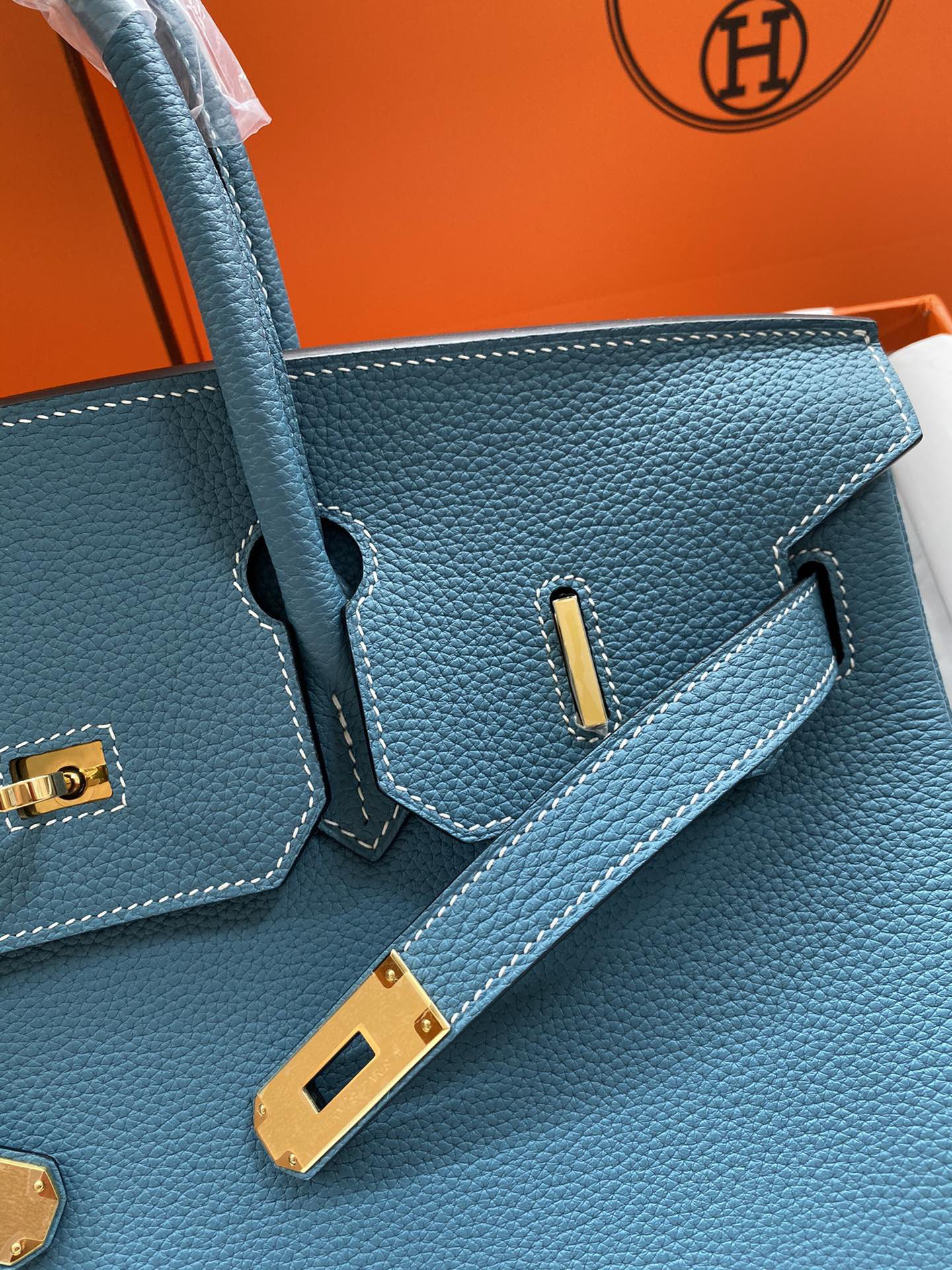[TOP] HERMES Birkin Togo Leather 35cm - Bleu Jean & GHW