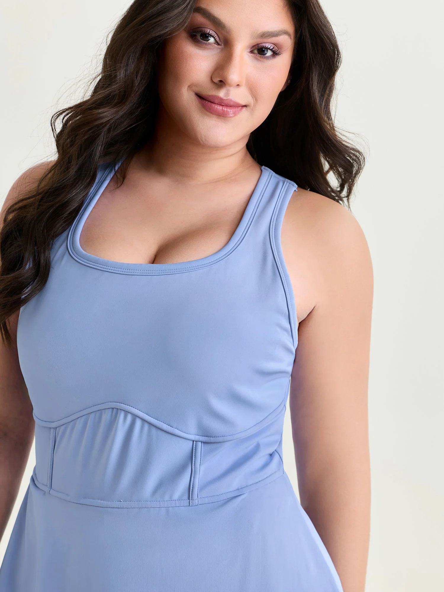 Stretchy Sculpted Fit And Flare Pocket Mini Dress