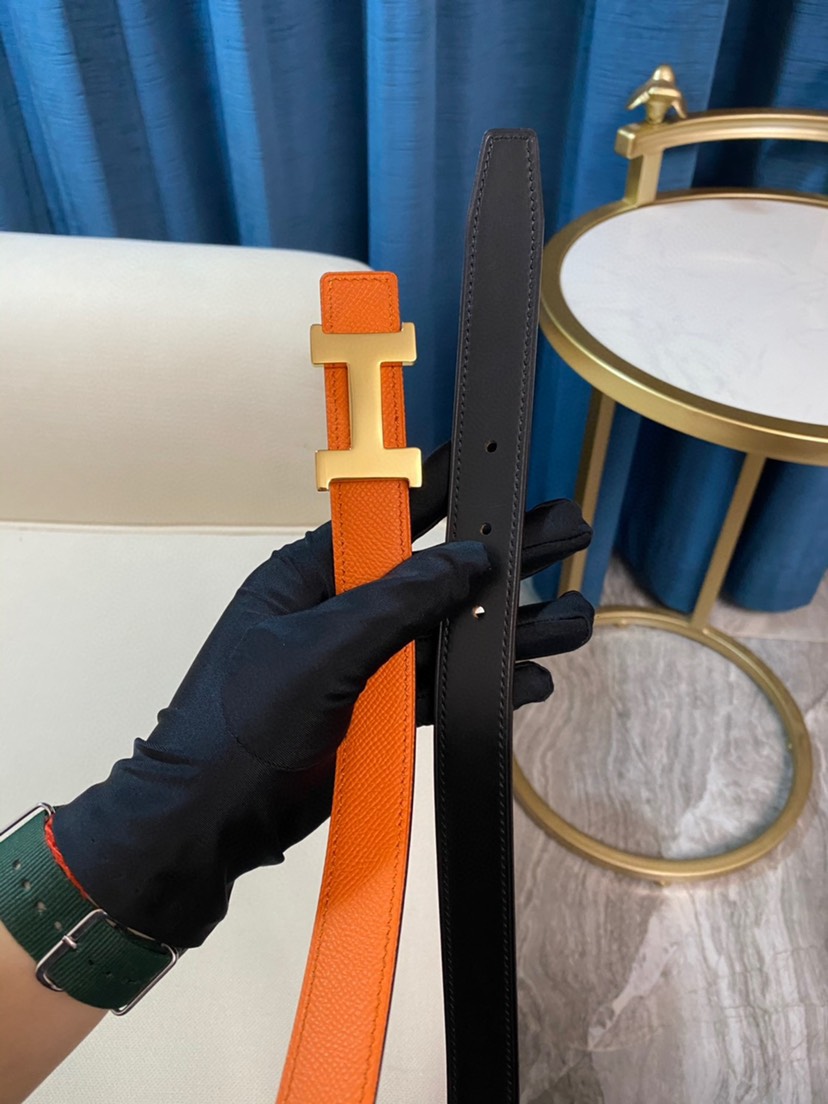 [TOP] HERMES Mini Constance Calfskin Belt 24mm - Black and Brown - 711 Luxury