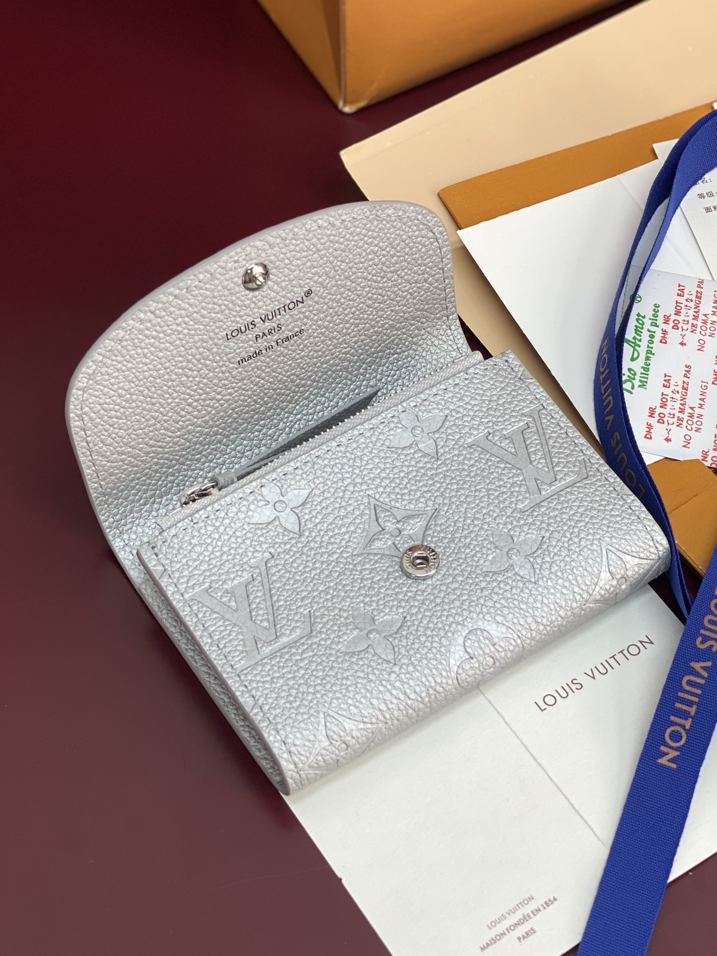 [TOP] Louis Vuitton LV Rosalie Coin Purse Monogram Empreinte 11x8x2.5cm - Pearl Silver