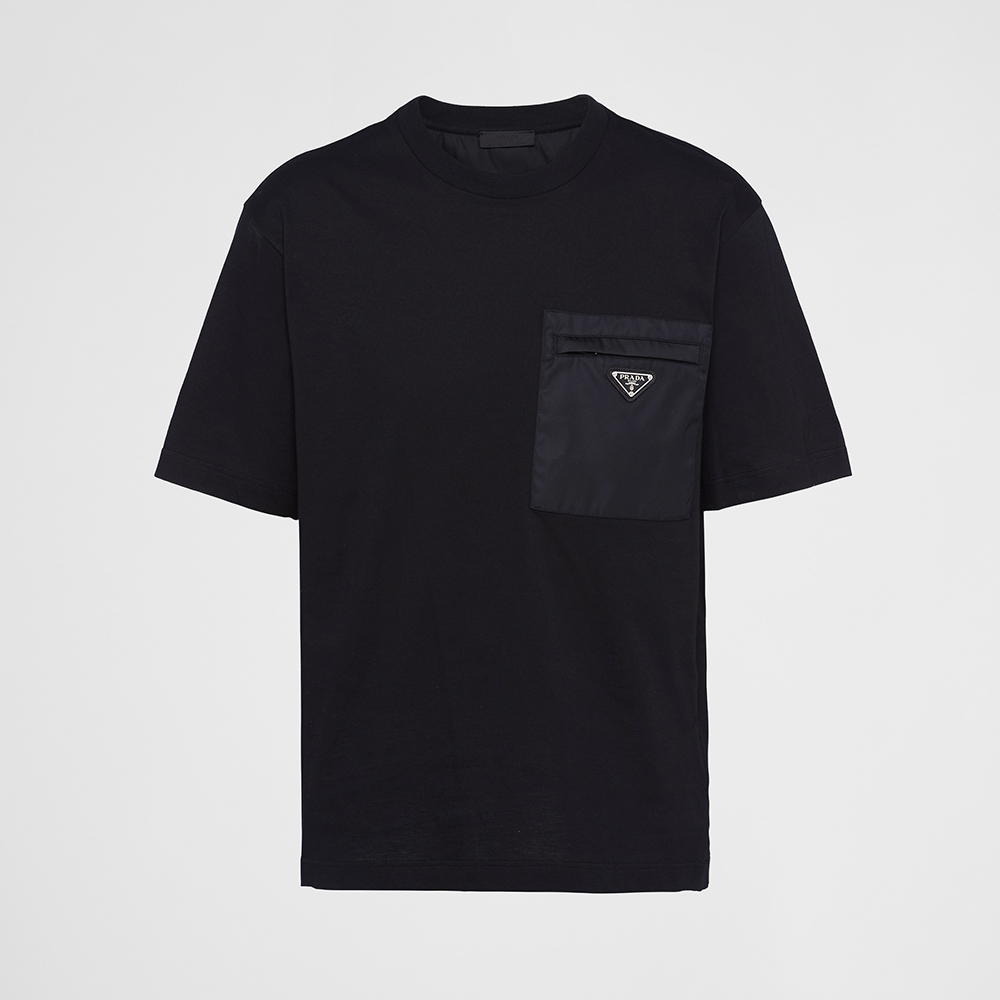 PRADA Black Re-nylon And Jersey T-shirt #383688