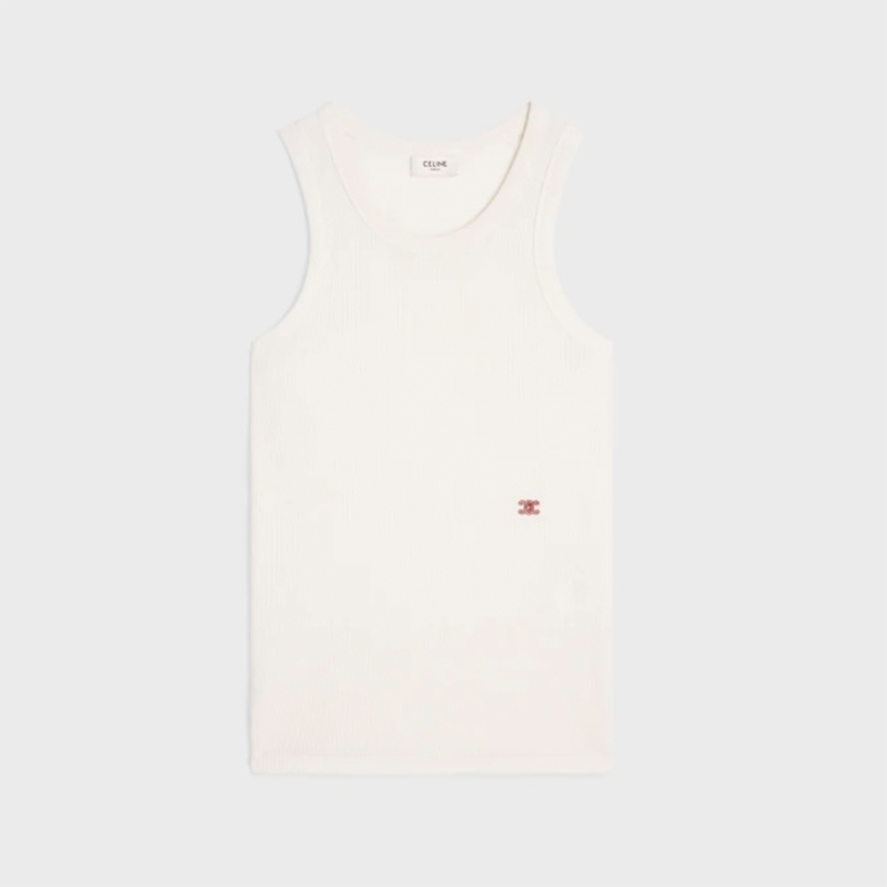 CELINE TANK TOP IN RIBBED COTTON SILK BLACK WHITE #388845