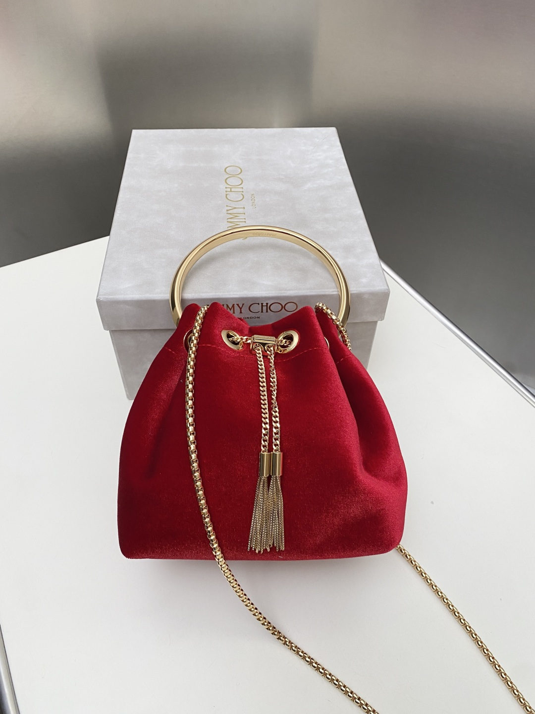 [TOP] JIMMY CHOO Bon Bon Bag 16*15*9.5CM - Red - 711 Luxury