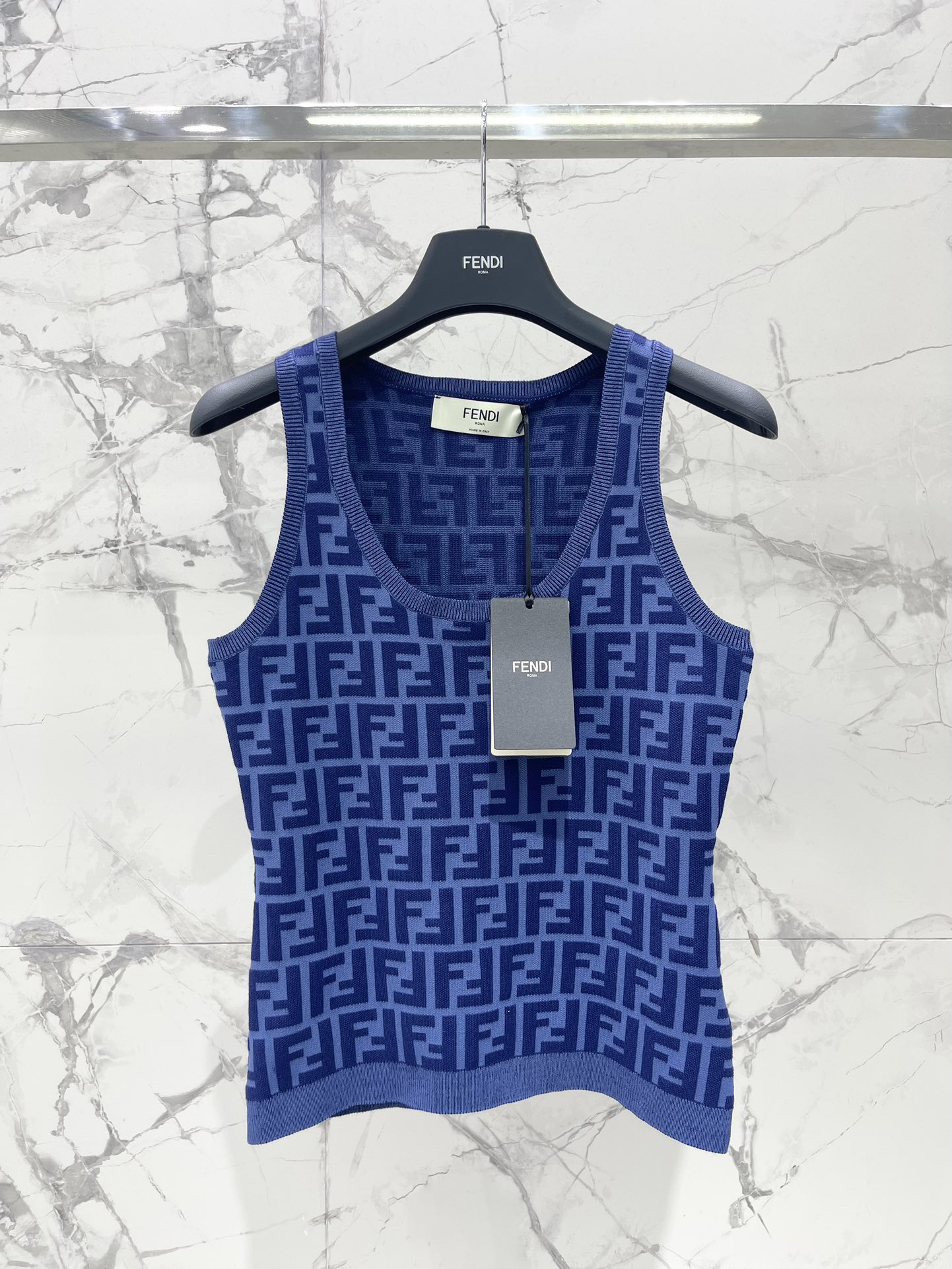 [TOP] FENDI FF Knit Vest - Blue - 711 Luxury