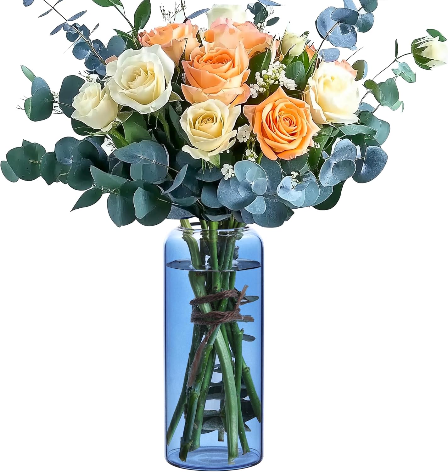 ComSaf Glass Cylinder Vases, Bud Vase for Centerpieces, 8 Inch Tall Ribbed Vase Hurricane Floating Candle Holder, Decorative Flower Vases for Wedding Reception, Home Decor, Housewarming Gift (Clear)