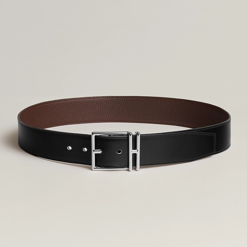 [TOP] HERMES Men's NATHAN 40 Calfskin Belt - Black - 711 Luxury