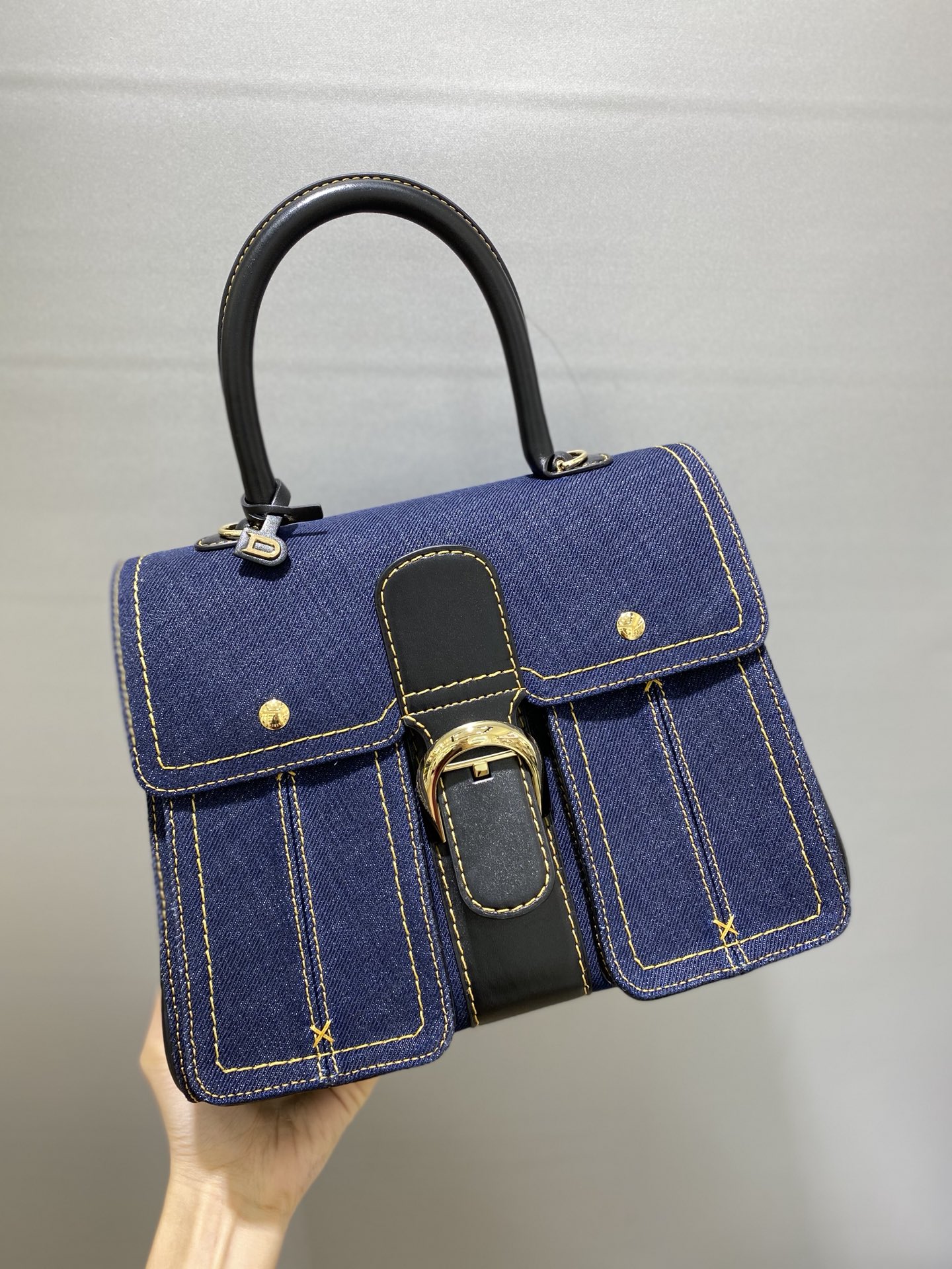 [TOP] Delvaux Brillant Bag Denim/Calfskin 28*14*22cm - Blue - 711 Luxury