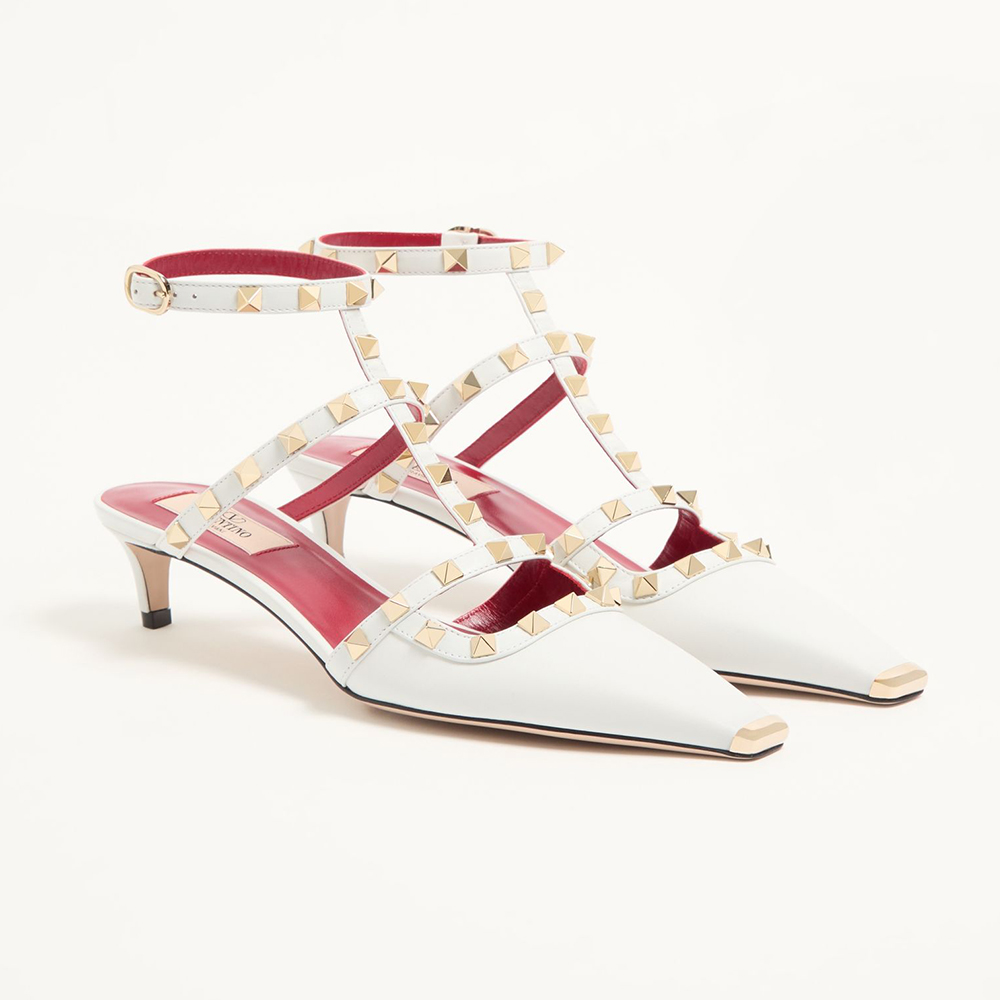 Valentino Shoes Valentino Rockstud Court Shoes In Kid Leather 40mm for Woman in Phard #393376 View 2 | Nigo Office