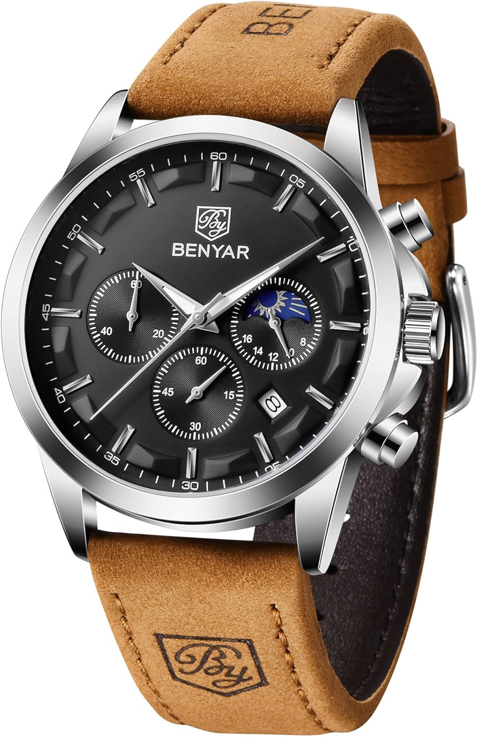 BENYAR Mens Watches Analog Quartz Chronograph Waterproof Wrist Watches for Men Fashion Business Work Casual Sport Designer Dress Watch with Calendar Elegant Gifts for Men