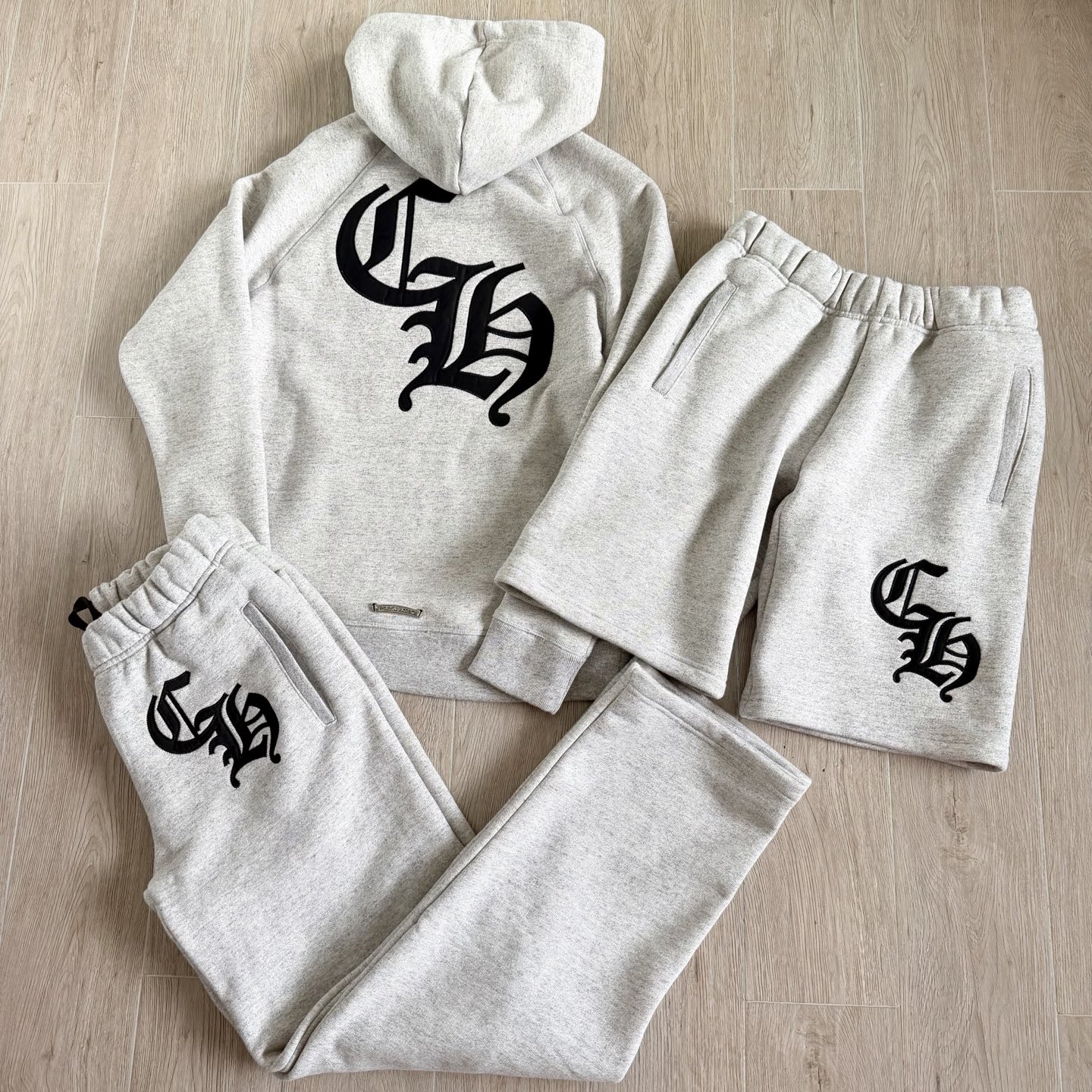 Chrome Hearts Patch Letter Embroidery Gray Sweatshirt Trousers Shorts #386601
