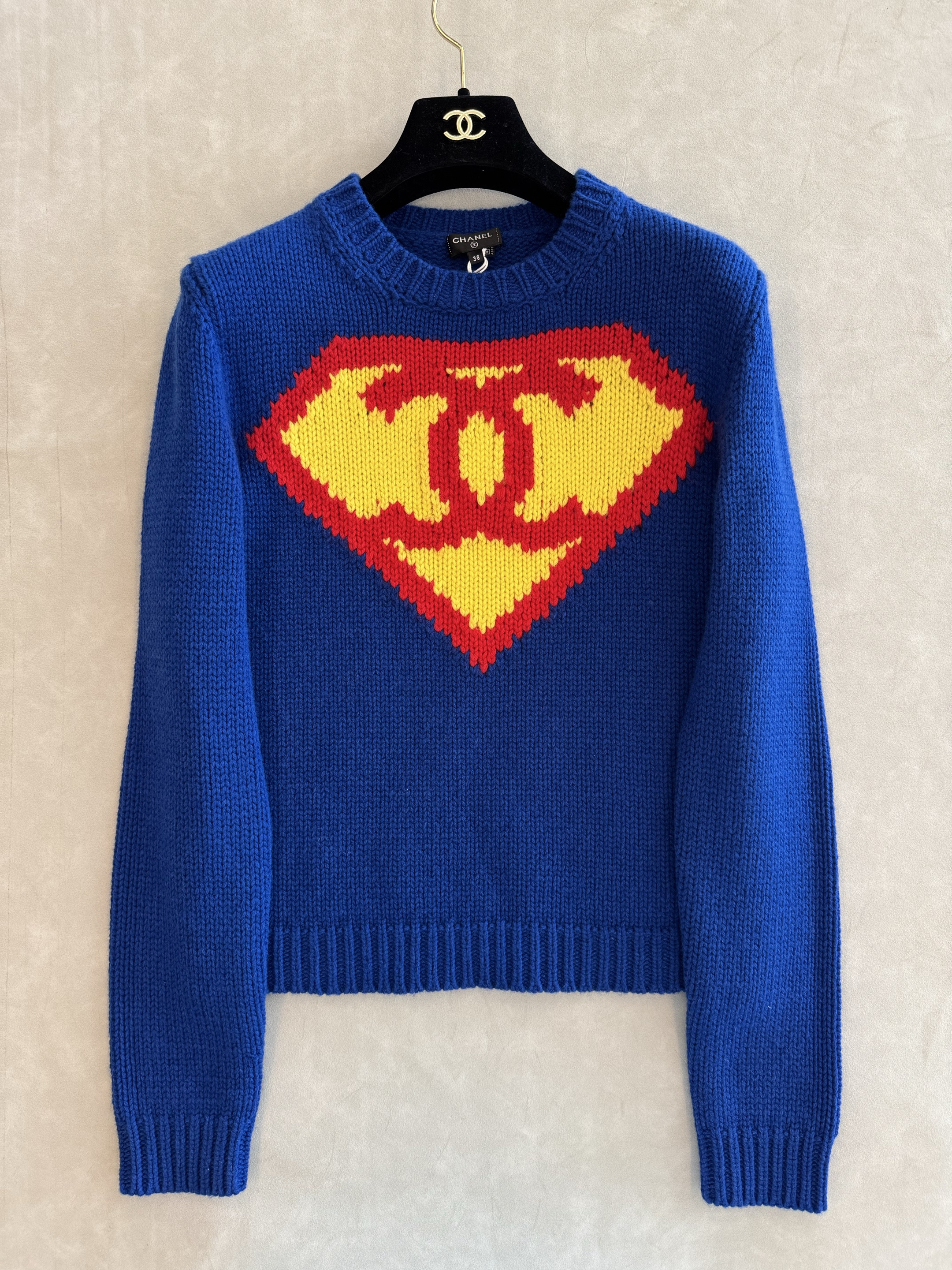 Chanel red Accessory CHANEL Pullover Cashmere Blue Yellow Red #387528 View 2 | Nigo Office