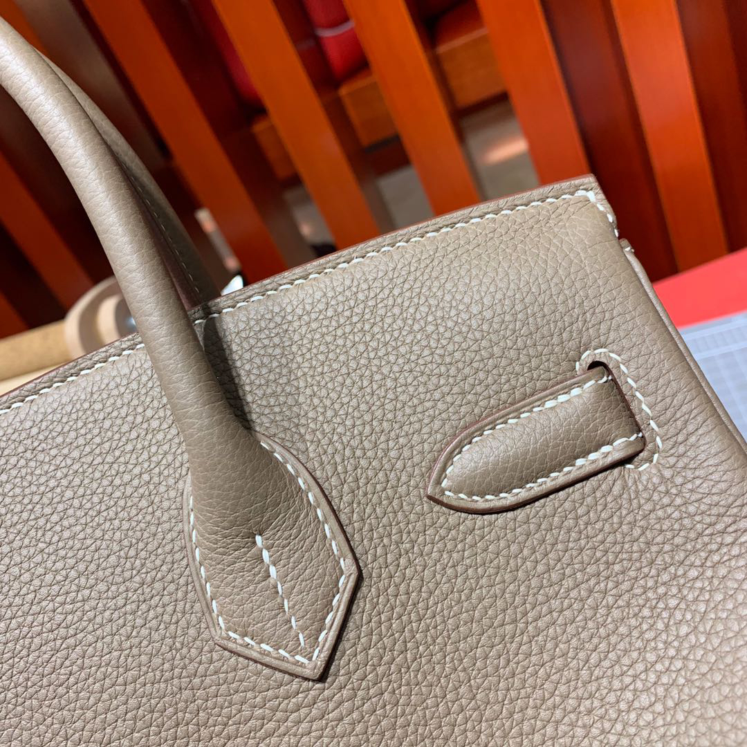 [TOP] HERMES Birkin Togo Leather 30cm - Etoupe & GHW