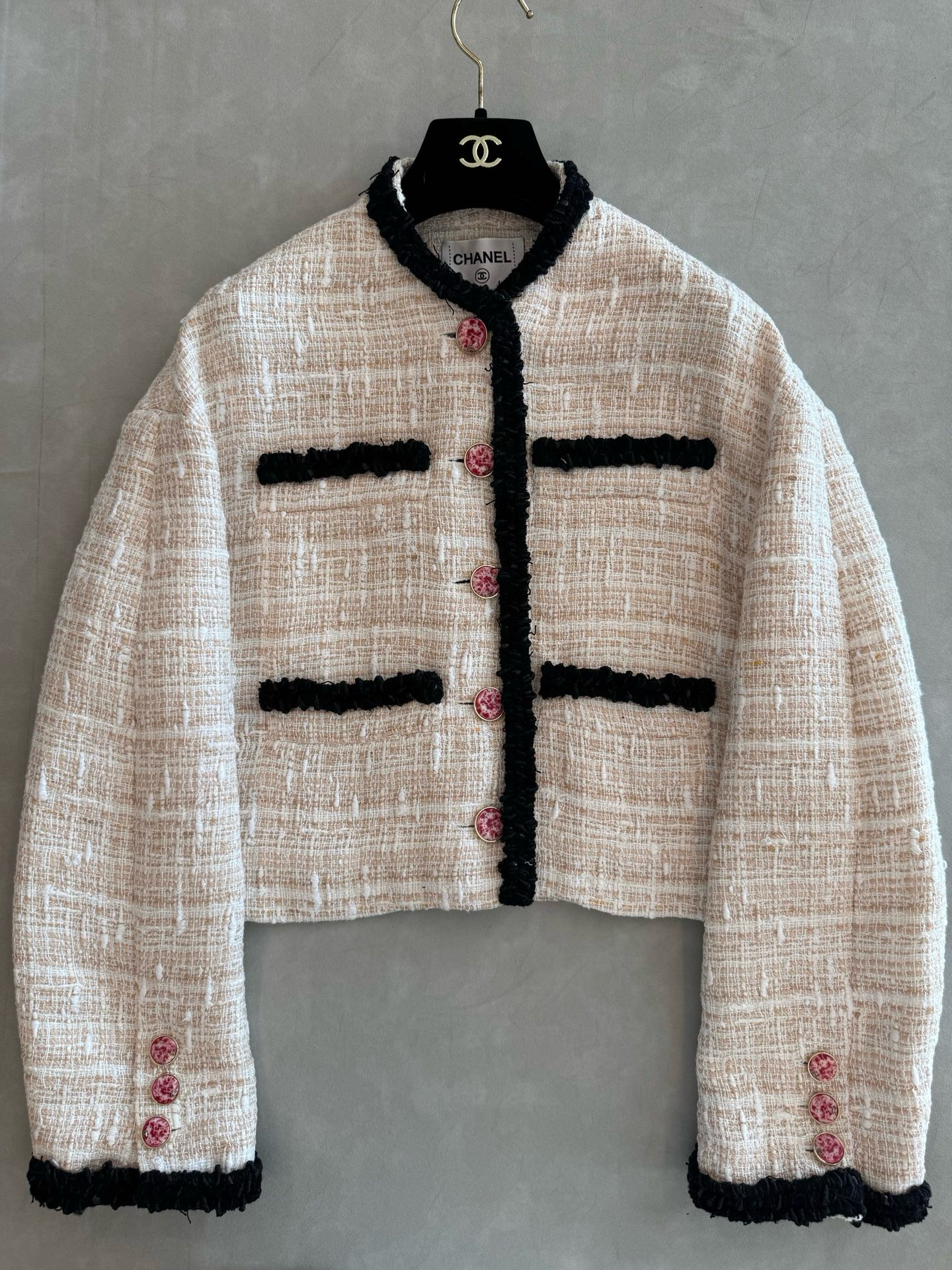 CHANEL Jacket Tweed Black #393087