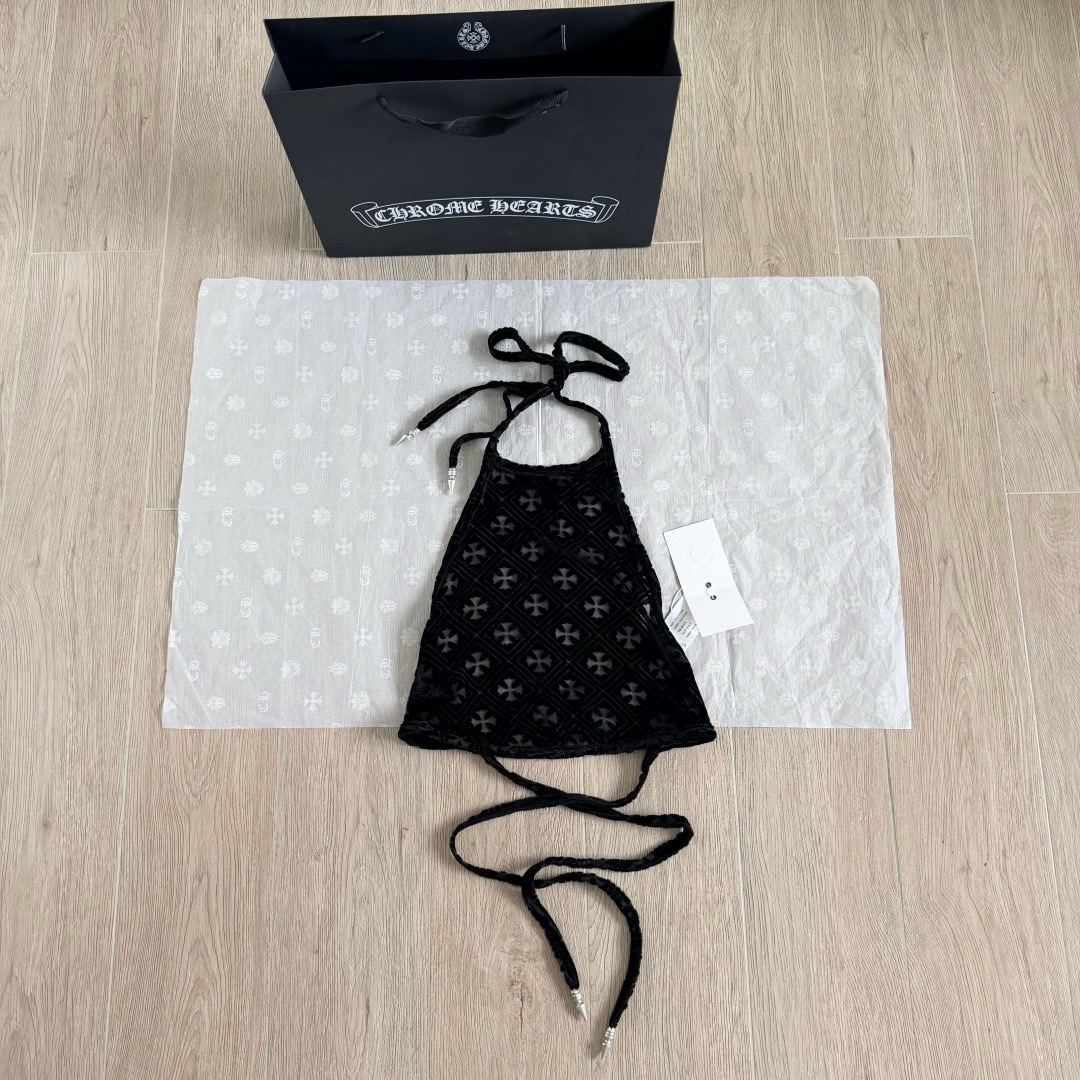 Chrome Hearts Velvet Printed Shirts Suspender Vest Dress #393051