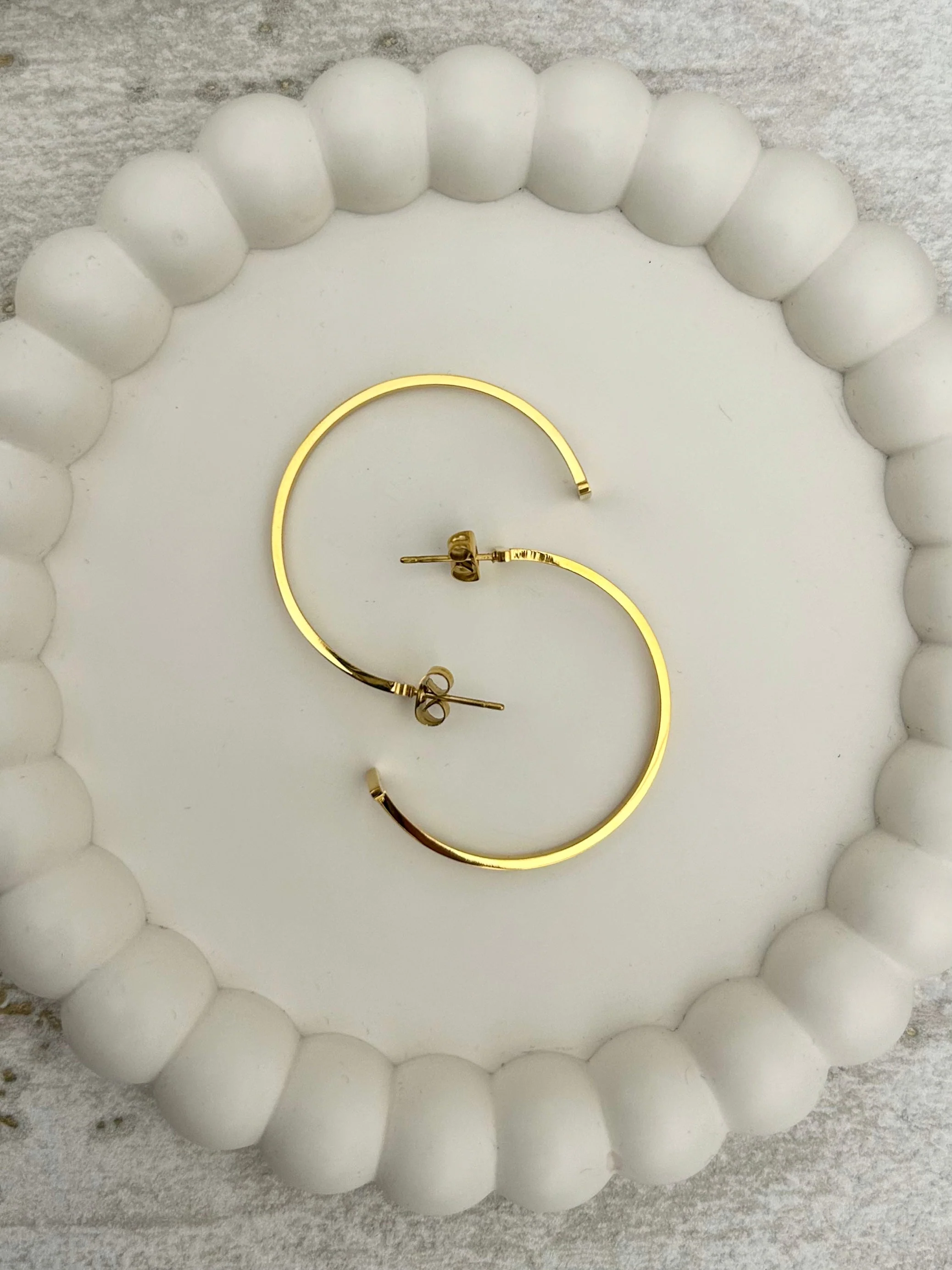 Gold T-Bar Hoop Earrings