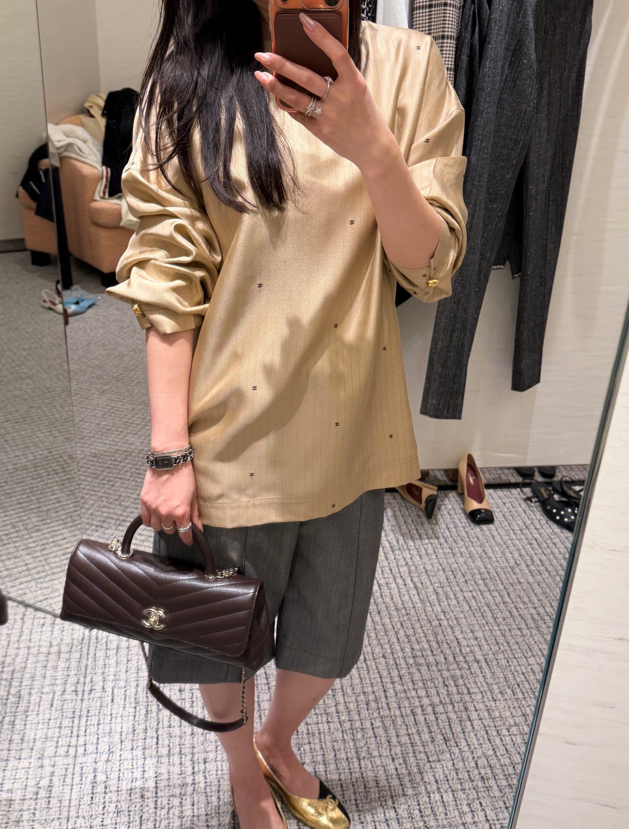 Chanel Champagne Silk Shirt #381585